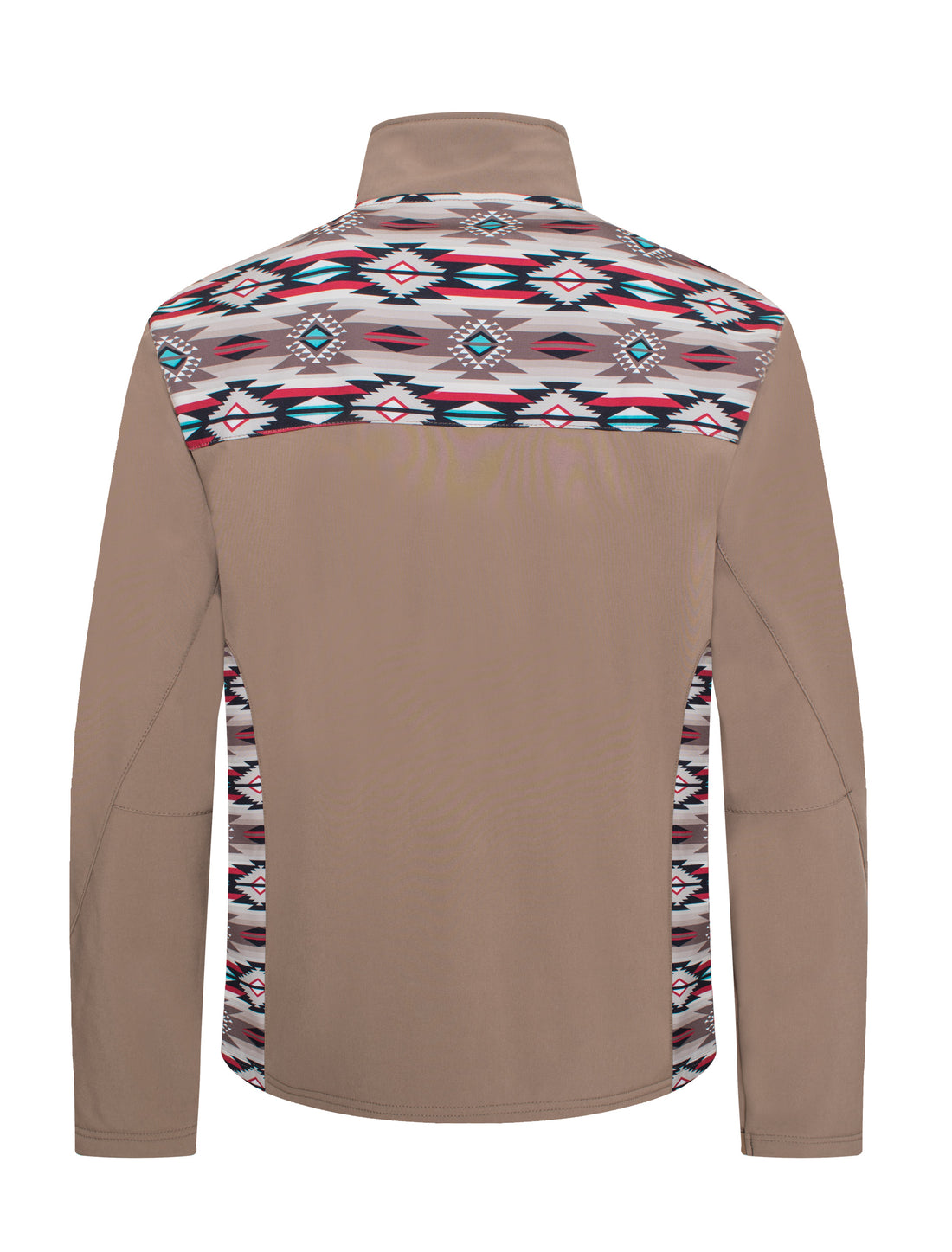 Men's Soft Shell Bonded Jacket With Western Aztec Print-NJ650EMB-AZ-KHAKI-BROWN - Rodeo Clothing wholesale 