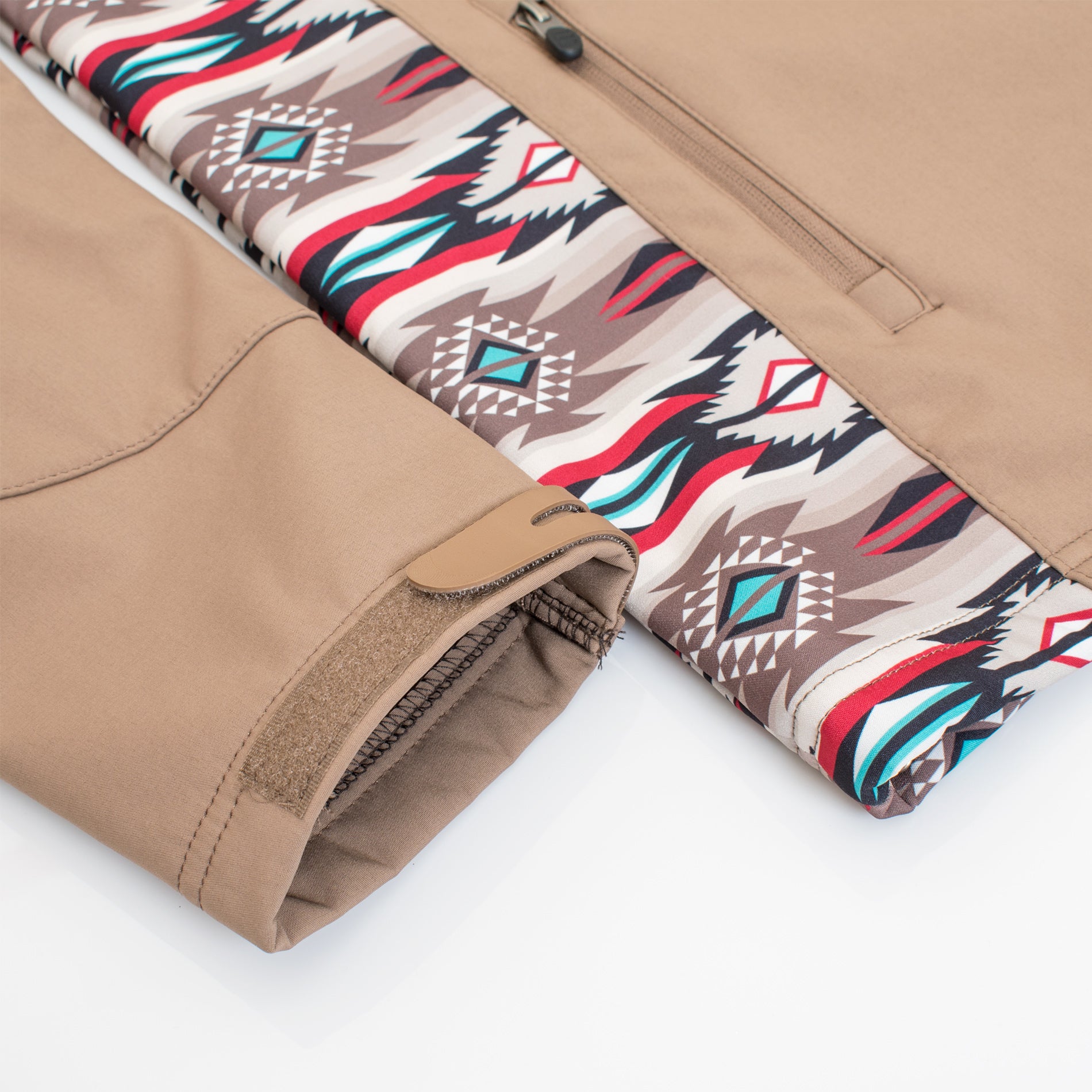 Men's Soft Shell Bonded Jacket With Western Aztec Print-NJ650EMB-AZ-KHAKI-BROWN - Rodeo Clothing wholesale 