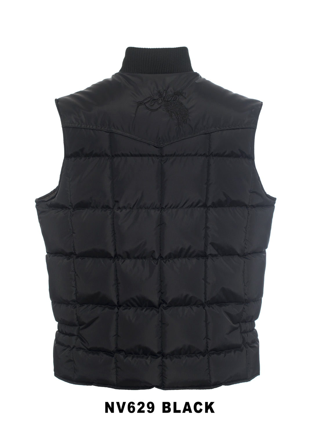Men's Nylon Quilted Sleeveless Vest With Embroidery-NV629/EMB-Black - Rodeo Clothing wholesale 