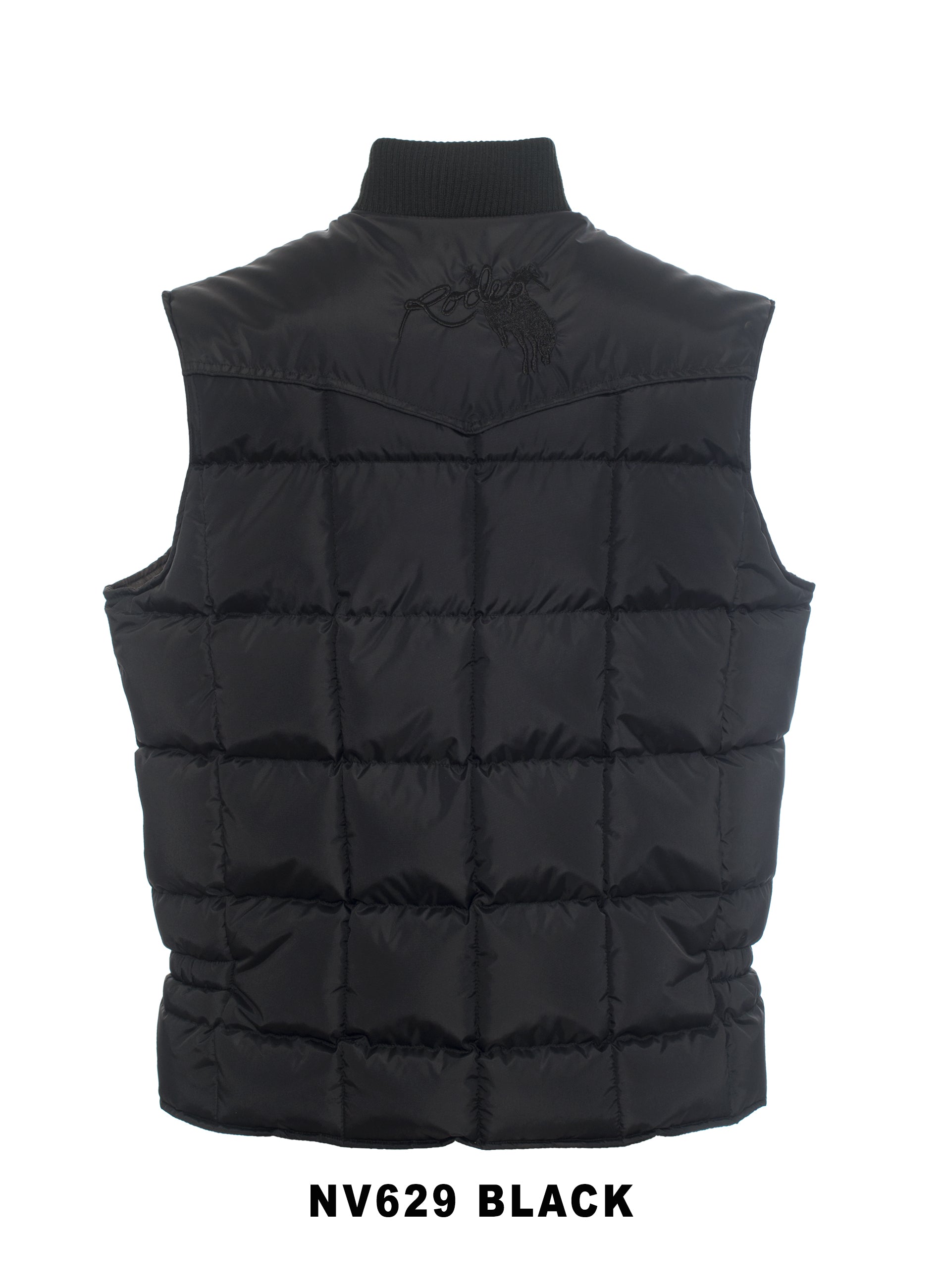 Men's Nylon Quilted Sleeveless Vest With Embroidery-NV629/EMB-Black - Rodeo Clothing wholesale 