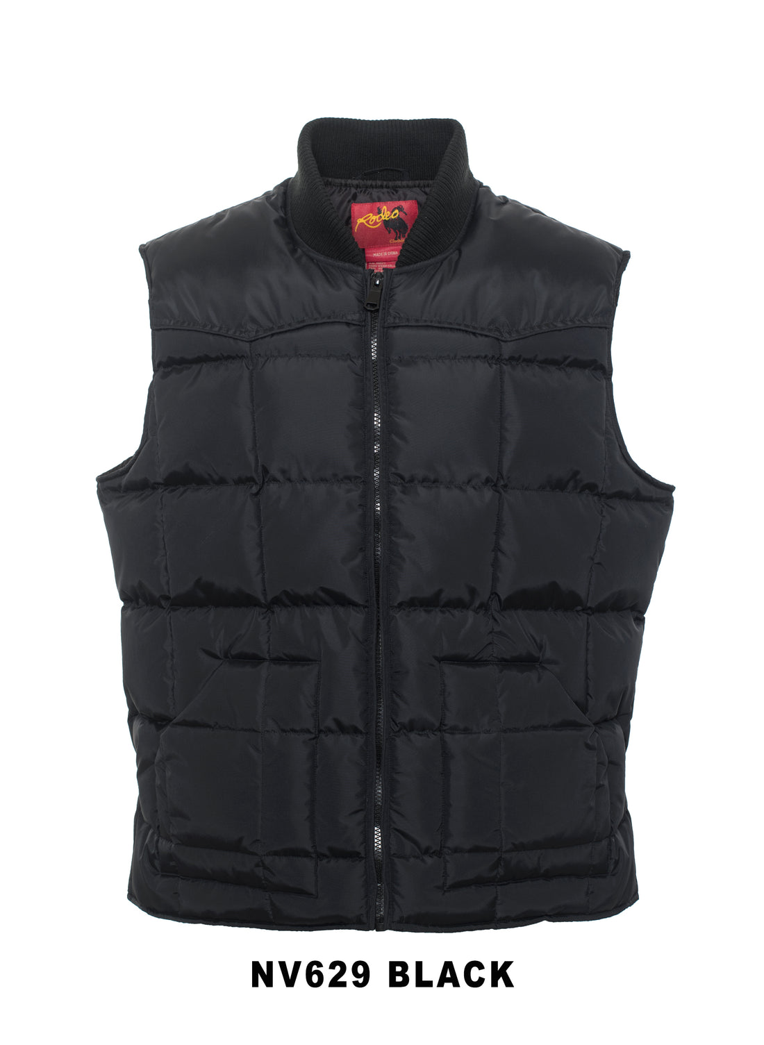 Men's Nylon Quilted Sleeveless Vest With Embroidery-NV629/EMB-Black - Rodeo Clothing wholesale 