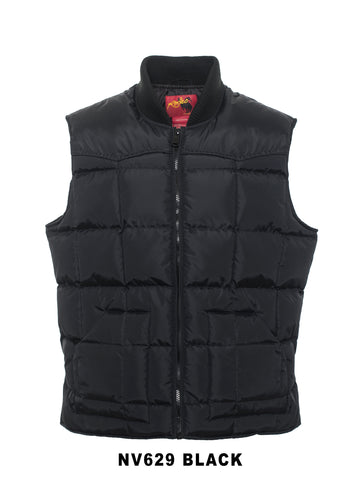 Men's Nylon Quilted Sleeveless Vest With Embroidery-NV629/EMB-Black - Rodeo Clothing wholesale 
