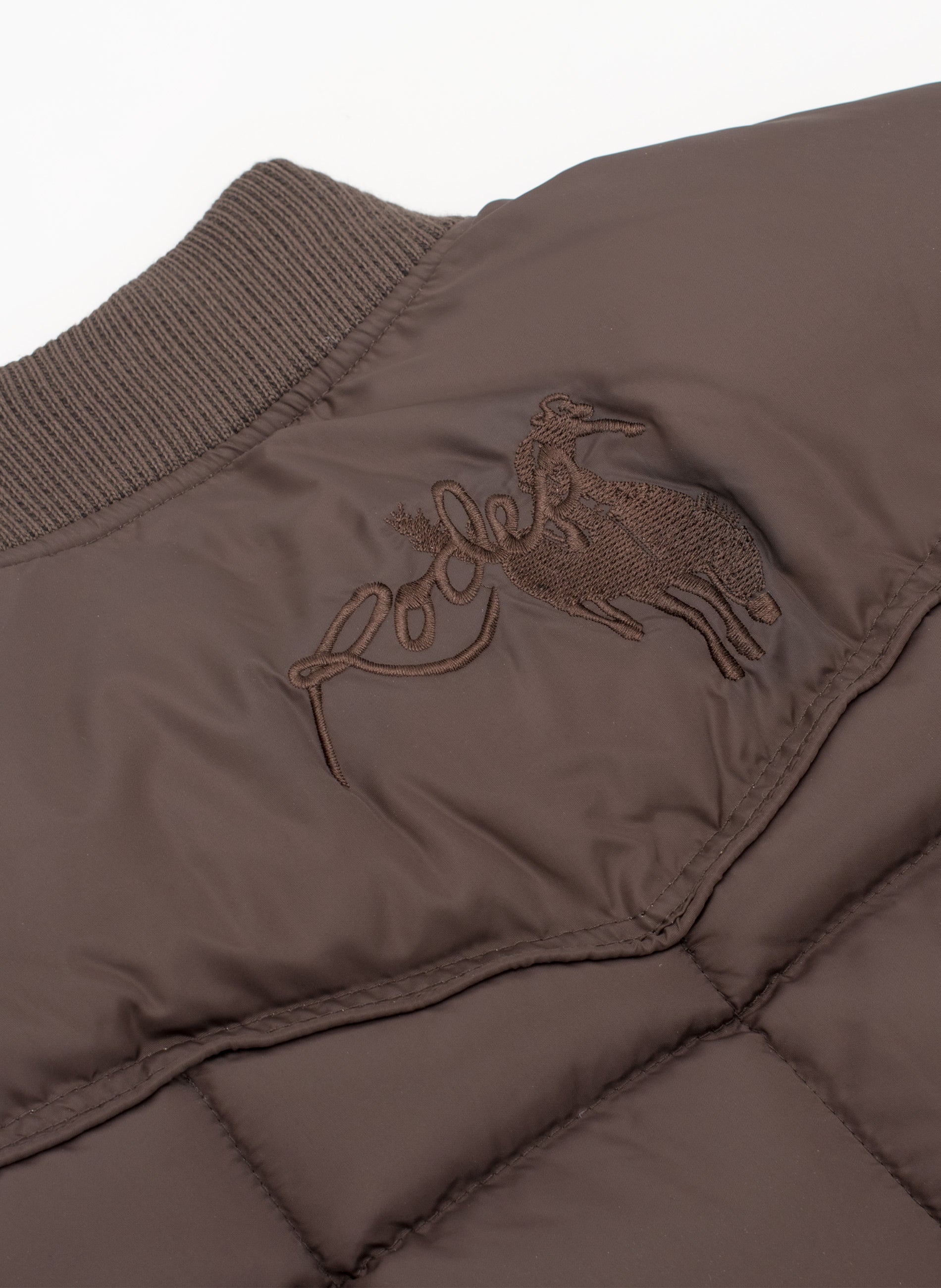 Men's Nylon Quilted Sleeveless Vest With Embroidery-NV629/EMB-BROWN - Rodeo Clothing wholesale 