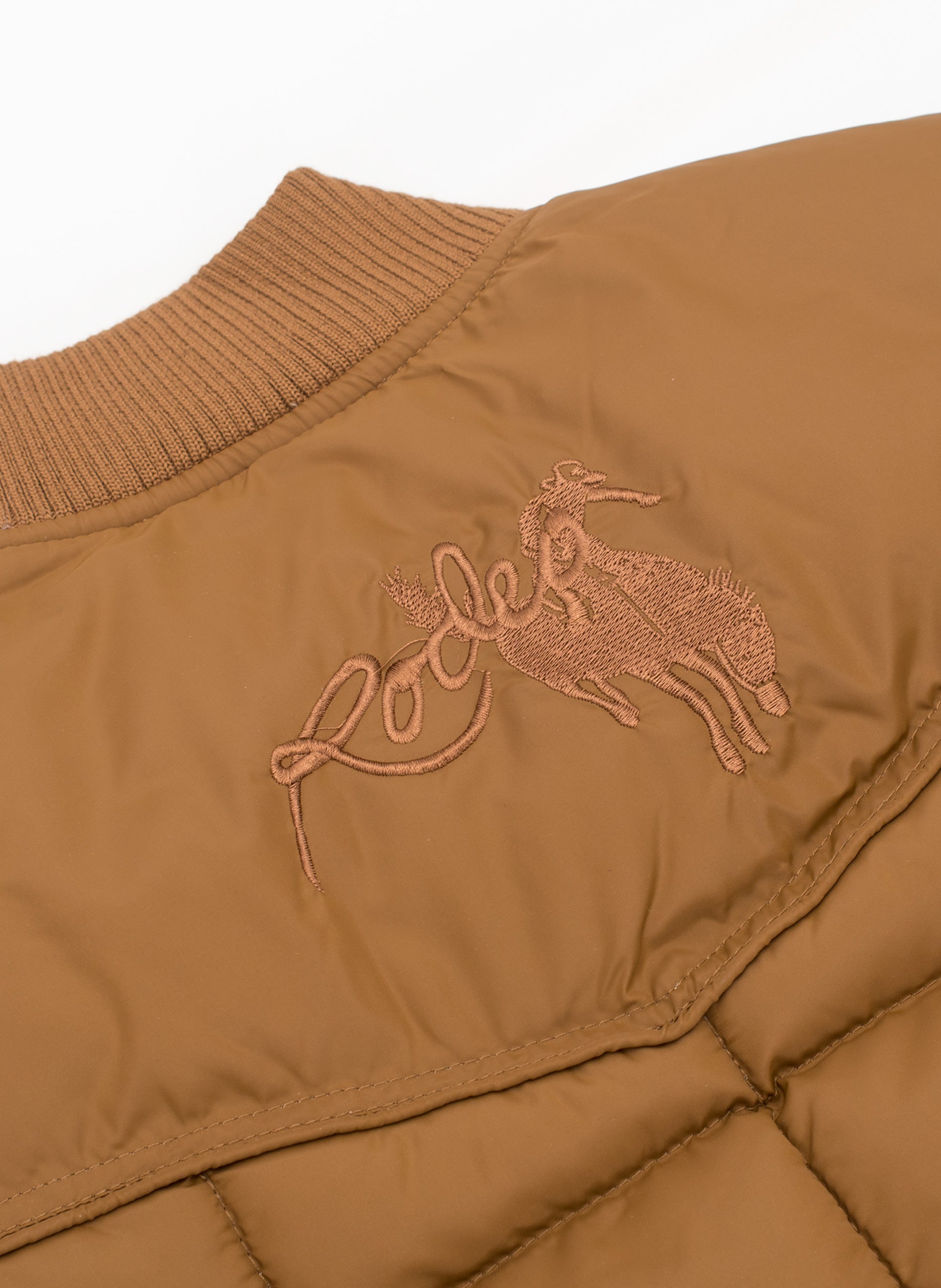 Men's Nylon Quilted Sleeveless Vest With Embroidery-NV629/EMB-COGNAC - Rodeo Clothing wholesale 