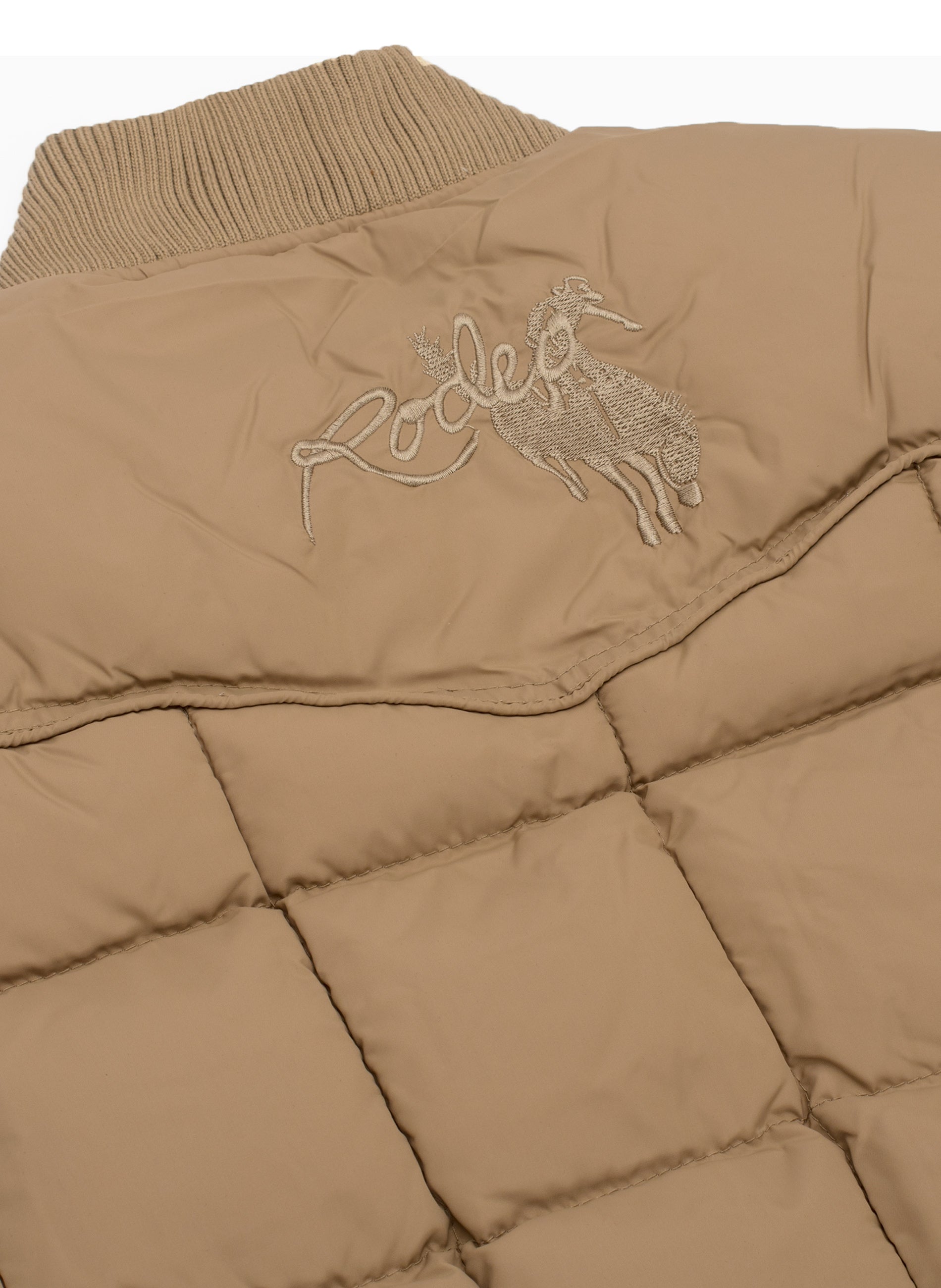 Men's Nylon Quilted Sleeveless Vest With Embroidery-NV629/EMB-Khaki - Rodeo Clothing wholesale 