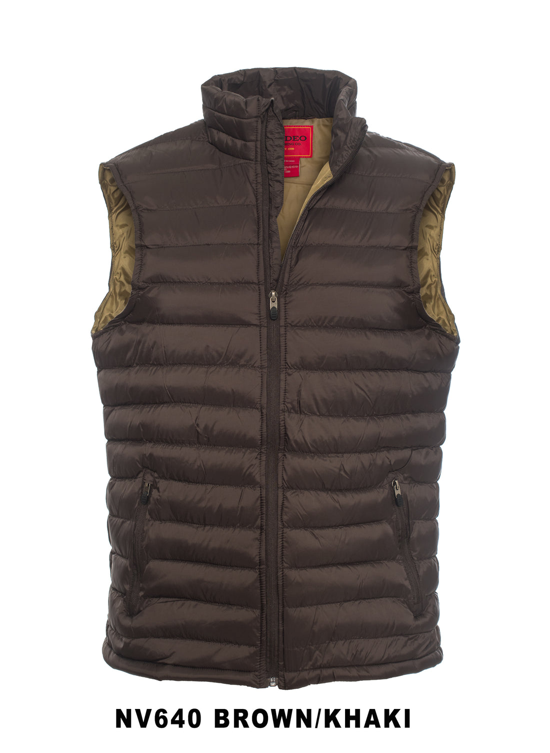 Men's Puffer Workwear/Streetwear Sleeveless Vest-NV640-BROWN/KHAKI - Rodeo Clothing wholesale 