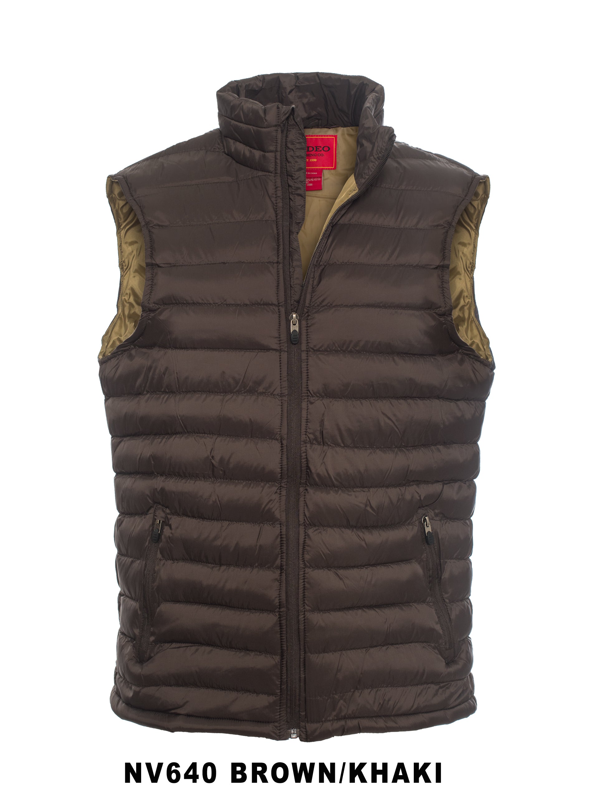 Men's Puffer Workwear/Streetwear Sleeveless Vest-NV640-BROWN/KHAKI - Rodeo Clothing wholesale 