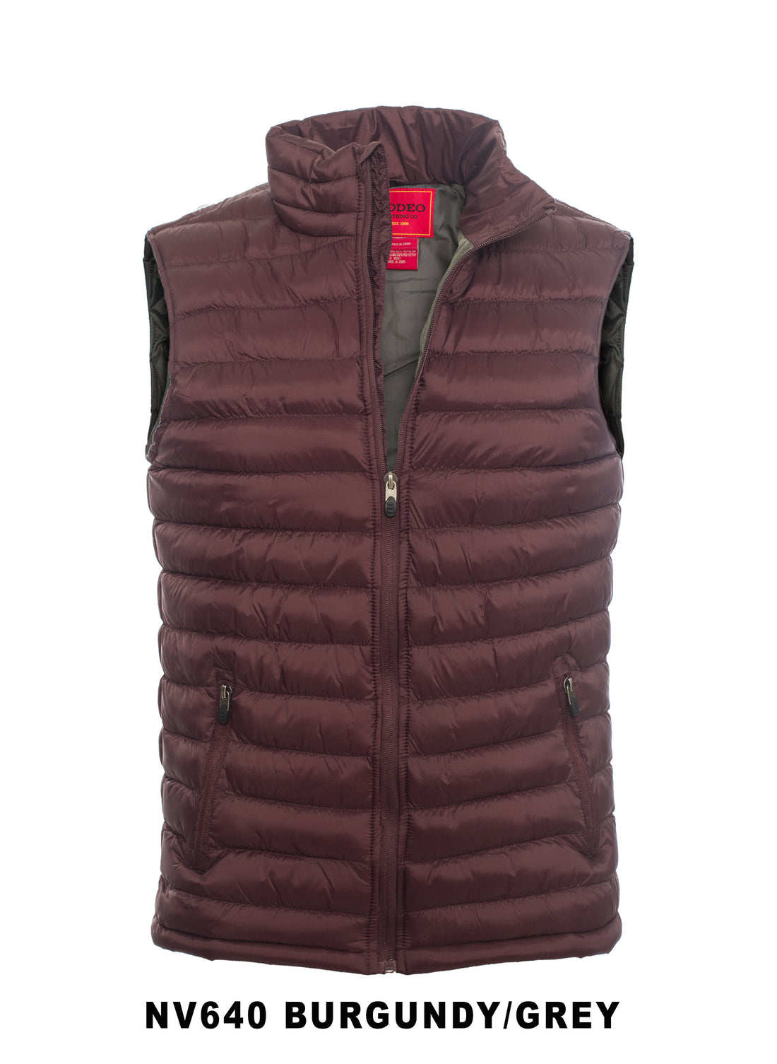 Men's Puffer Workwear/Streetwear Sleeveless Vest-NV640-BURG/GRY - Rodeo Clothing wholesale 