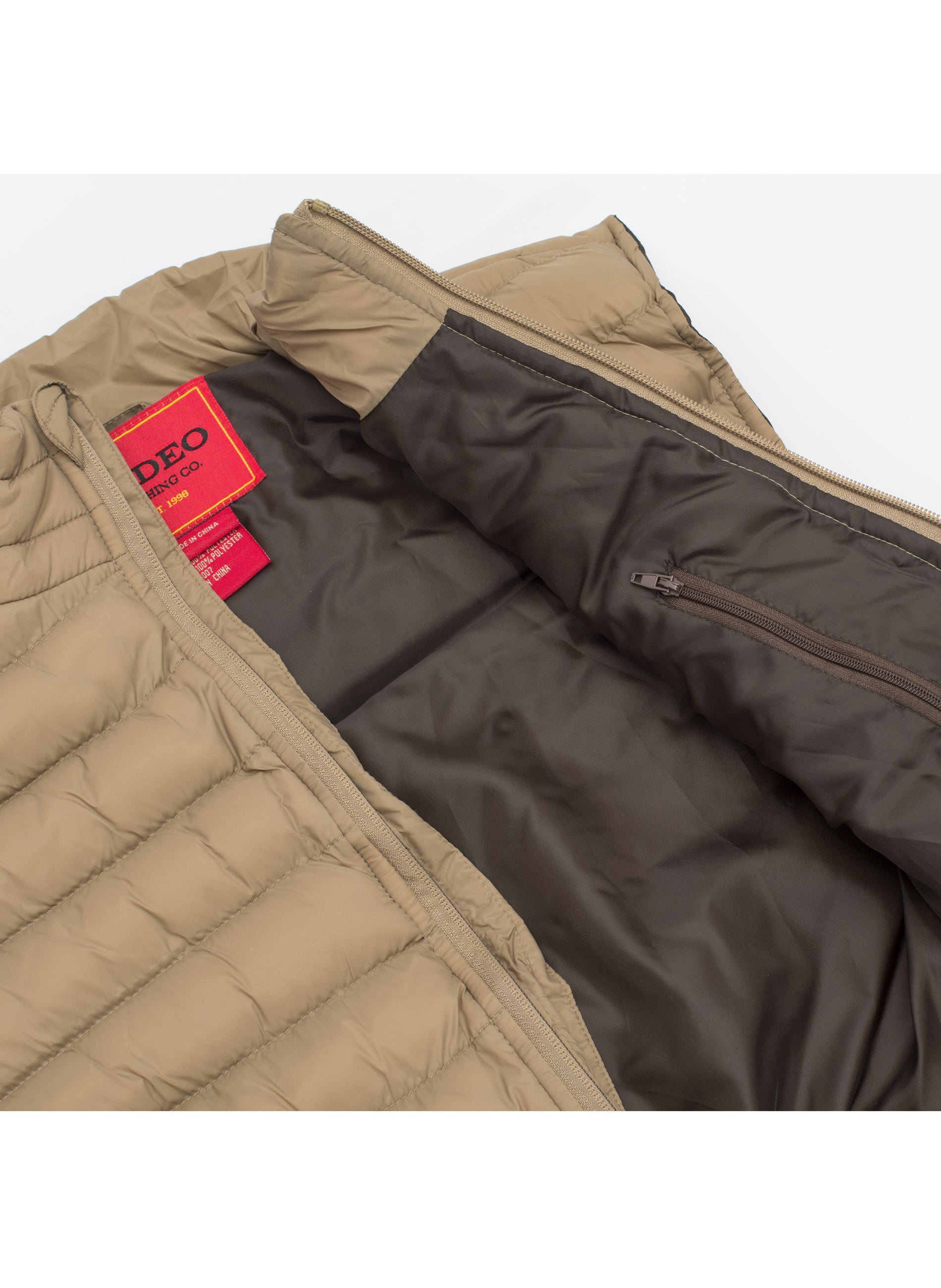 Men's Puffer Workwear/Streetwear Sleeveless Vest-NV640-KHAKI/BROWN - Rodeo Clothing wholesale 
