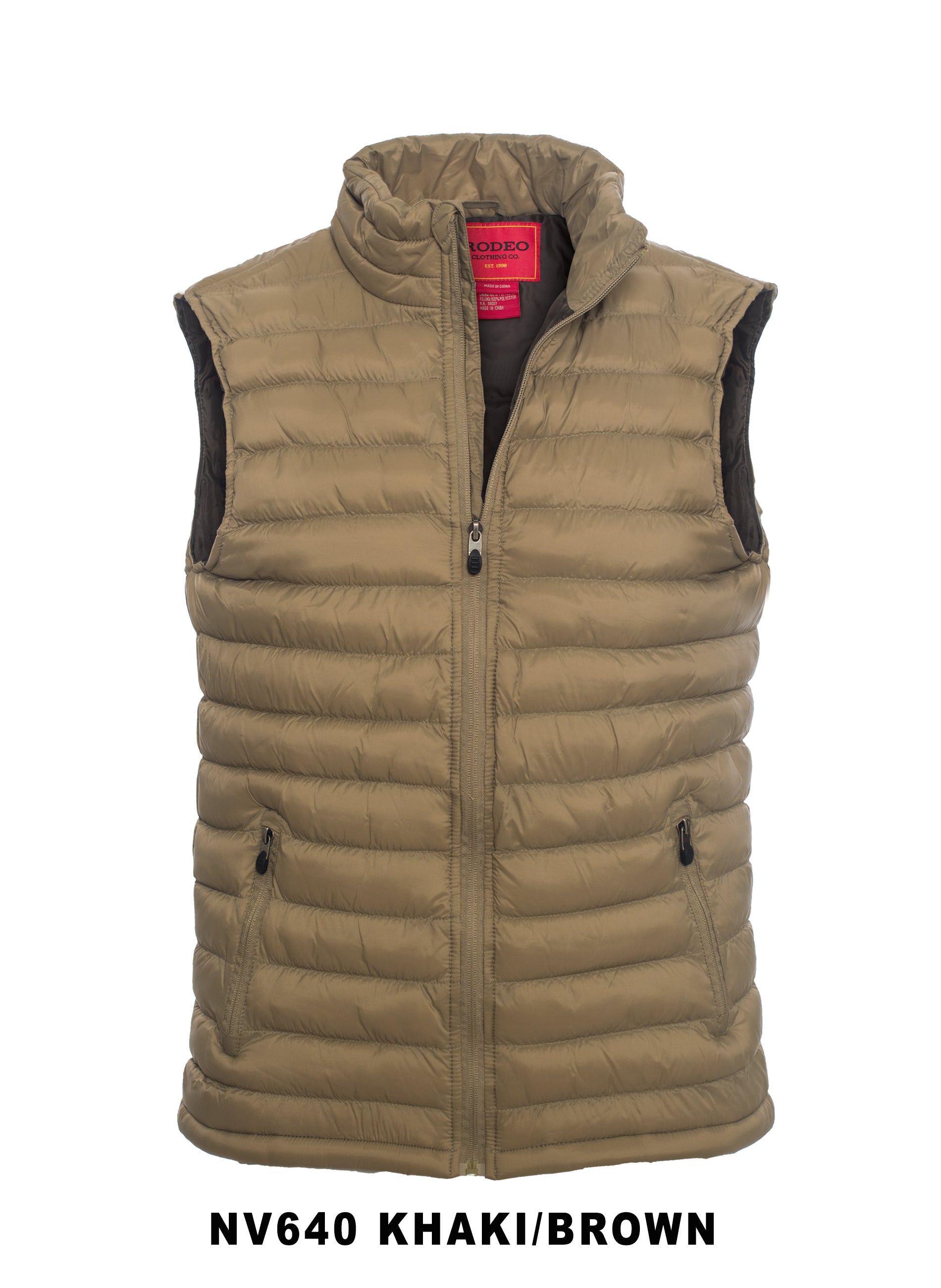 Men's Puffer Workwear/Streetwear Sleeveless Vest-NV640-KHAKI/BROWN - Rodeo Clothing wholesale 