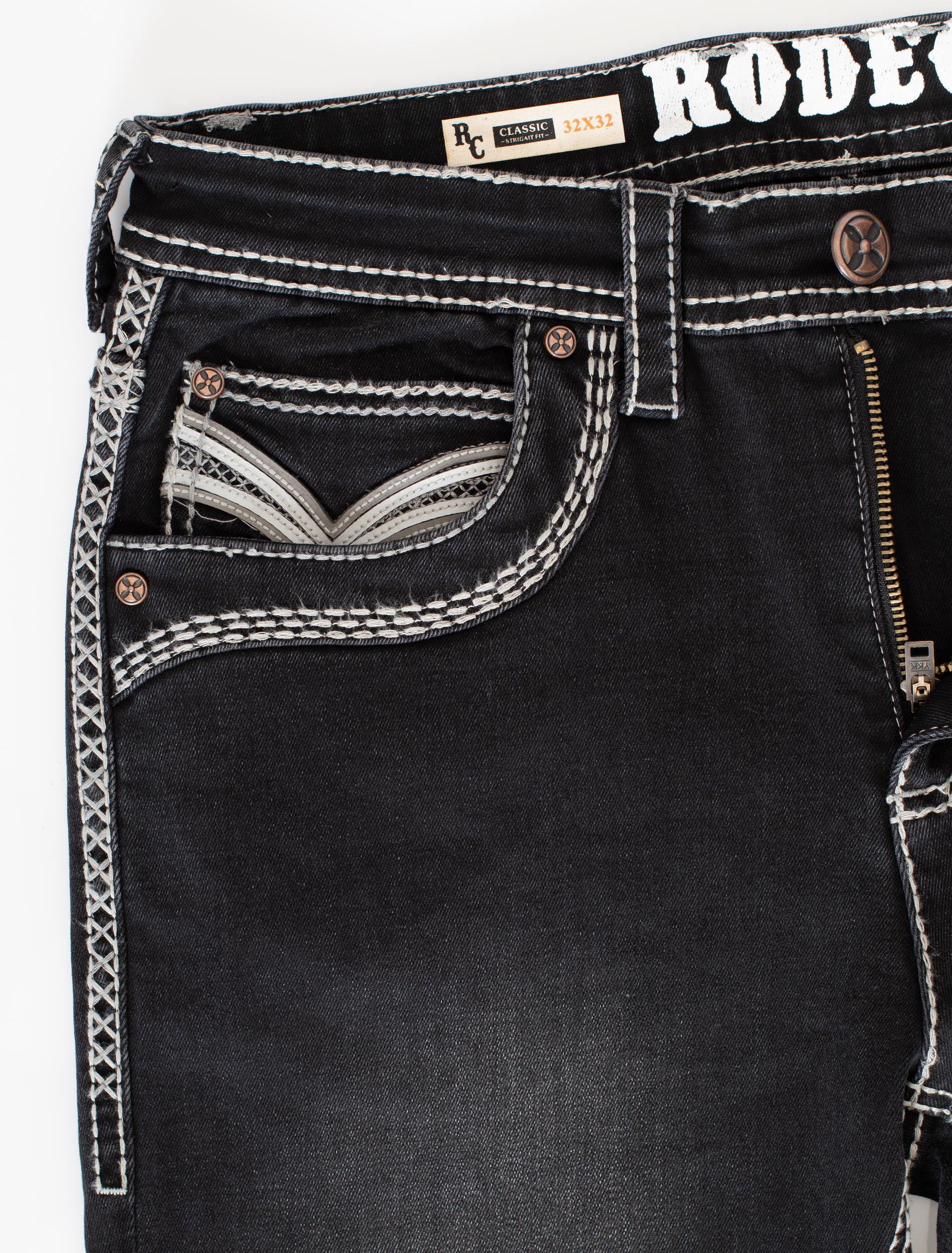 MEN'S COTTON/SPANDEX STRETCH FANCY SLIM STRAIGHT JEANS-RP500-502 - Rodeo Clothing wholesale 