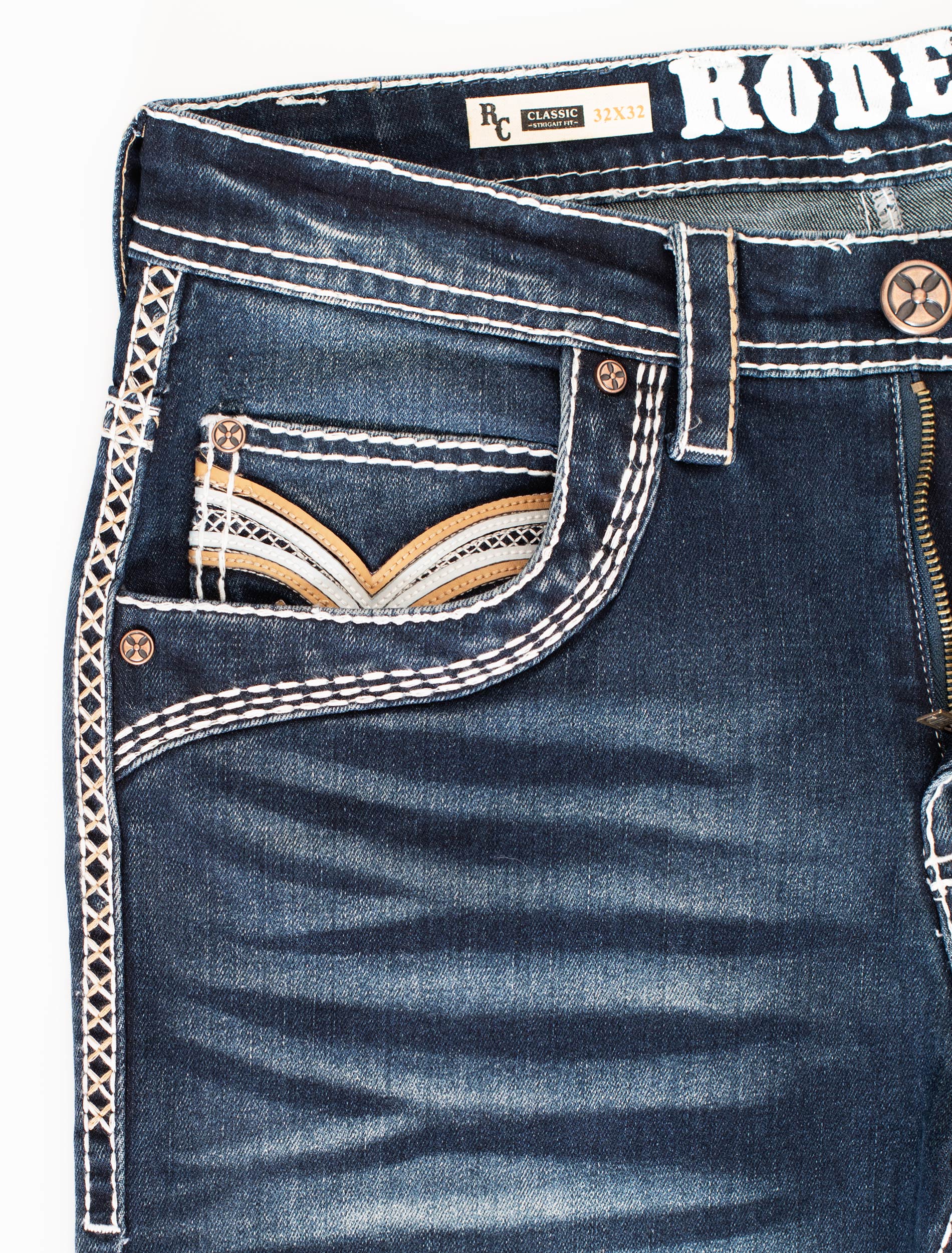 MEN'S COTTON/SPANDEX STRETCH FANCY SLIM STRAIGHT JEANS-RP500-501 - Rodeo Clothing wholesale 