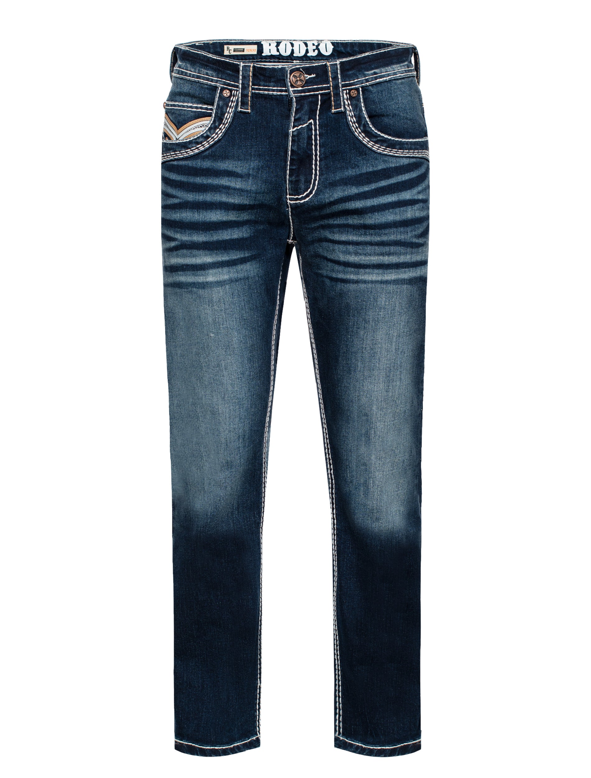 MEN'S COTTON/SPANDEX STRETCH FANCY SLIM STRAIGHT JEANS-RP500-501 - Rodeo Clothing wholesale 