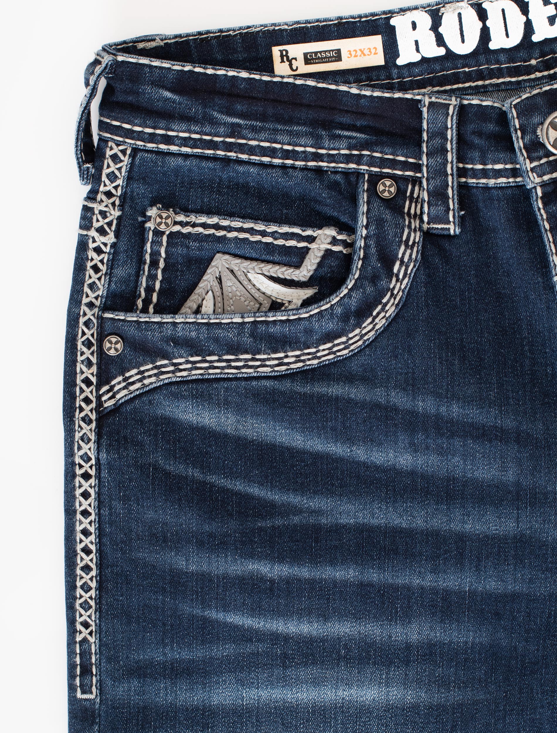 MEN'S COTTON/SPANDEX STRETCH FANCY SLIM STRAIGHT JEANS-RP500-506 - Rodeo Clothing wholesale 