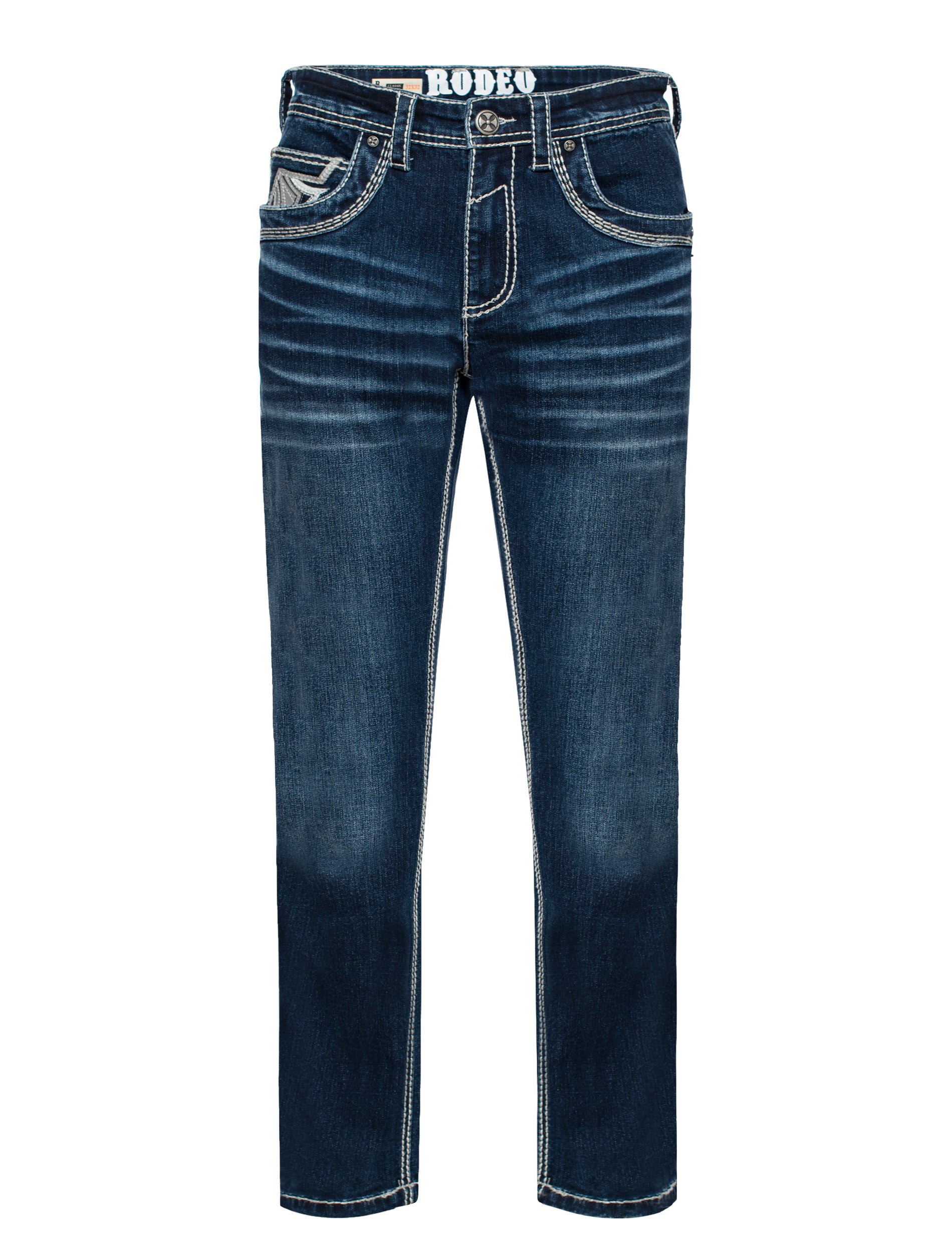 MEN'S COTTON/SPANDEX STRETCH FANCY SLIM STRAIGHT JEANS-RP500-506 - Rodeo Clothing wholesale 