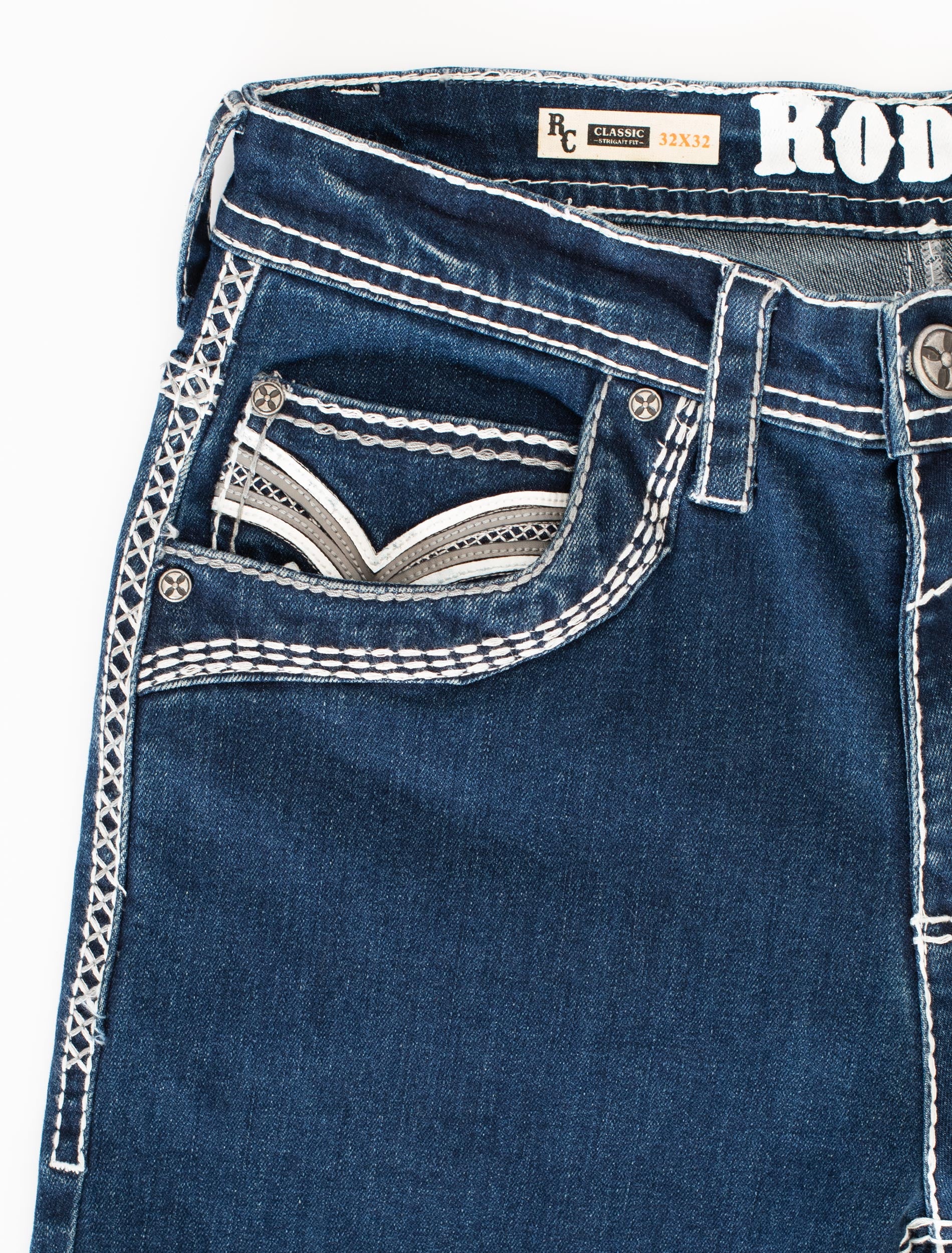 MEN'S COTTON/SPANDEX STRETCH FANCY SLIM STRAIGHT JEANS-RP500-503 - Rodeo Clothing wholesale 