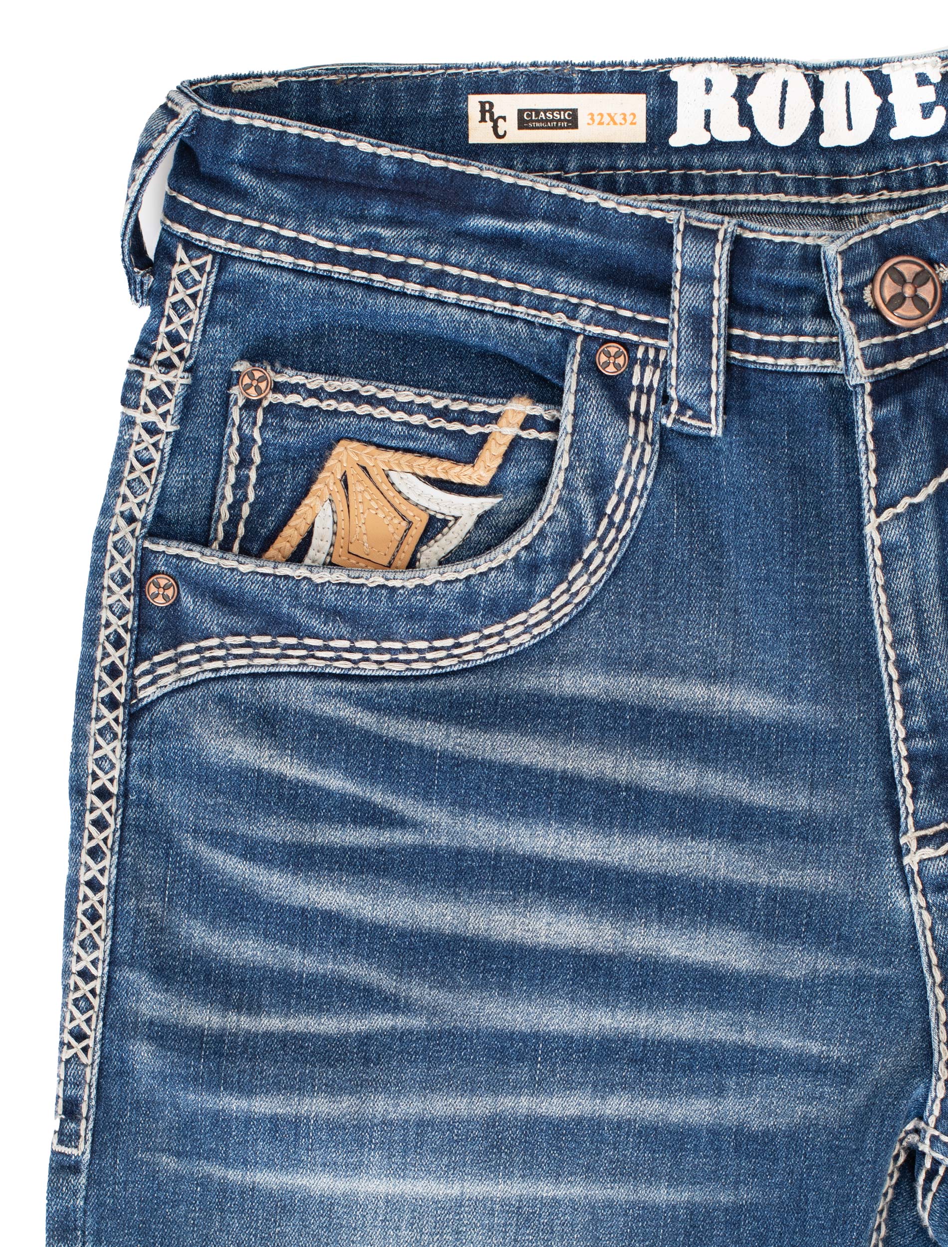 MEN'S COTTON/SPANDEX STRETCH FANCY SLIM STRAIGHT JEANS-RP500-505 - Rodeo Clothing wholesale 