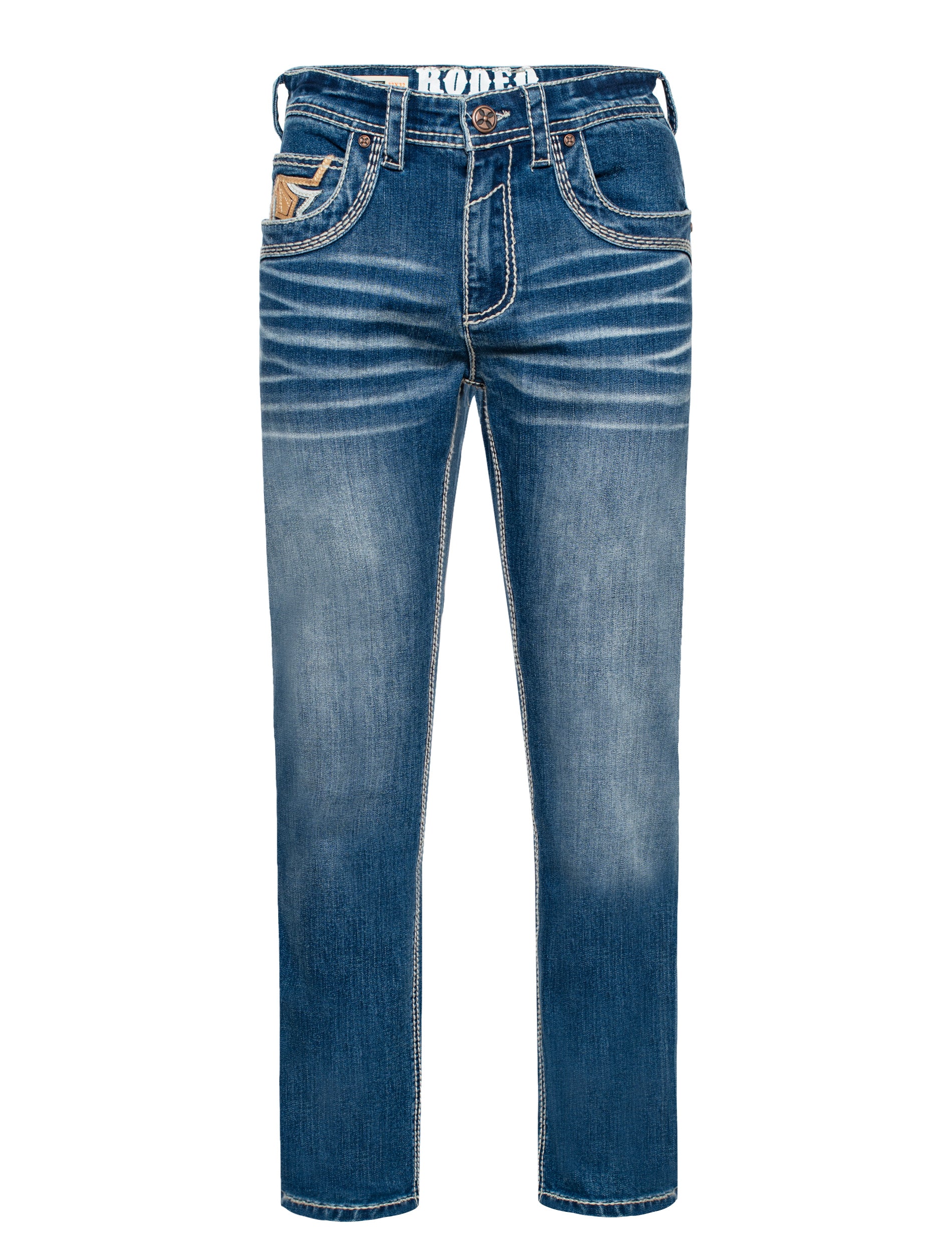 MEN'S COTTON/SPANDEX STRETCH FANCY SLIM STRAIGHT JEANS-RP500-505 - Rodeo Clothing wholesale 