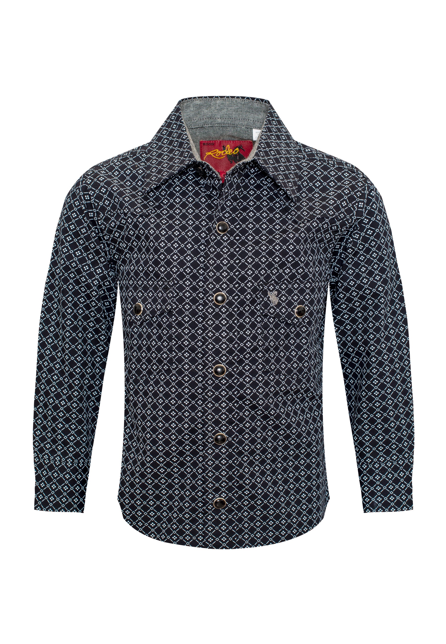 Kids Western Pearl Snaps Print Shirt-PS100K-141 - Rodeo Clothing wholesale 