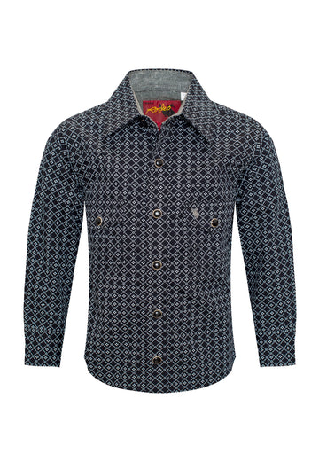 Kids Western Pearl Snaps Print Shirt-PS100K-141 - Rodeo Clothing wholesale 