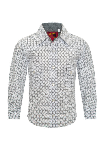 Kids Western Pearl Snaps Print Shirt-PS100K-142 - Rodeo Clothing wholesale 