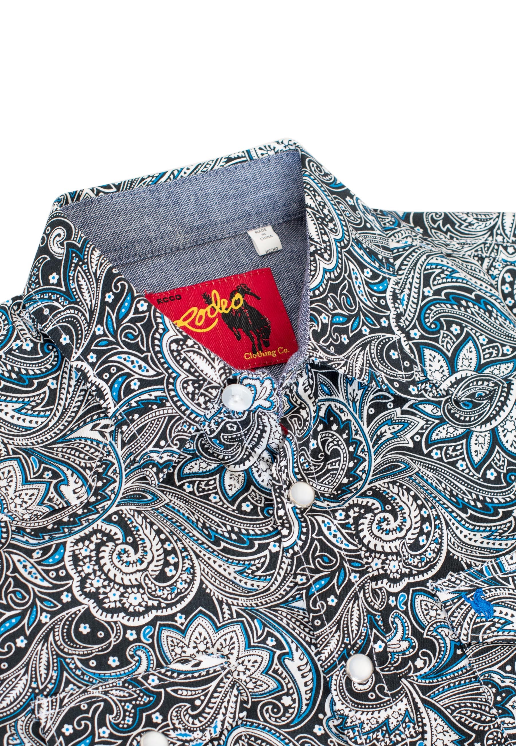 Kids Western Pearl Snaps Print Shirt-PS100K-162 - Rodeo Clothing wholesale 