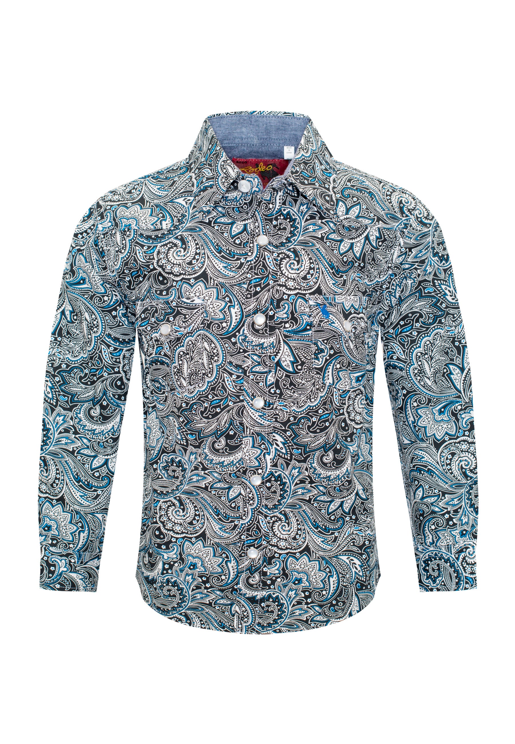 Kids Western Pearl Snaps Print Shirt-PS100K-162 - Rodeo Clothing wholesale 