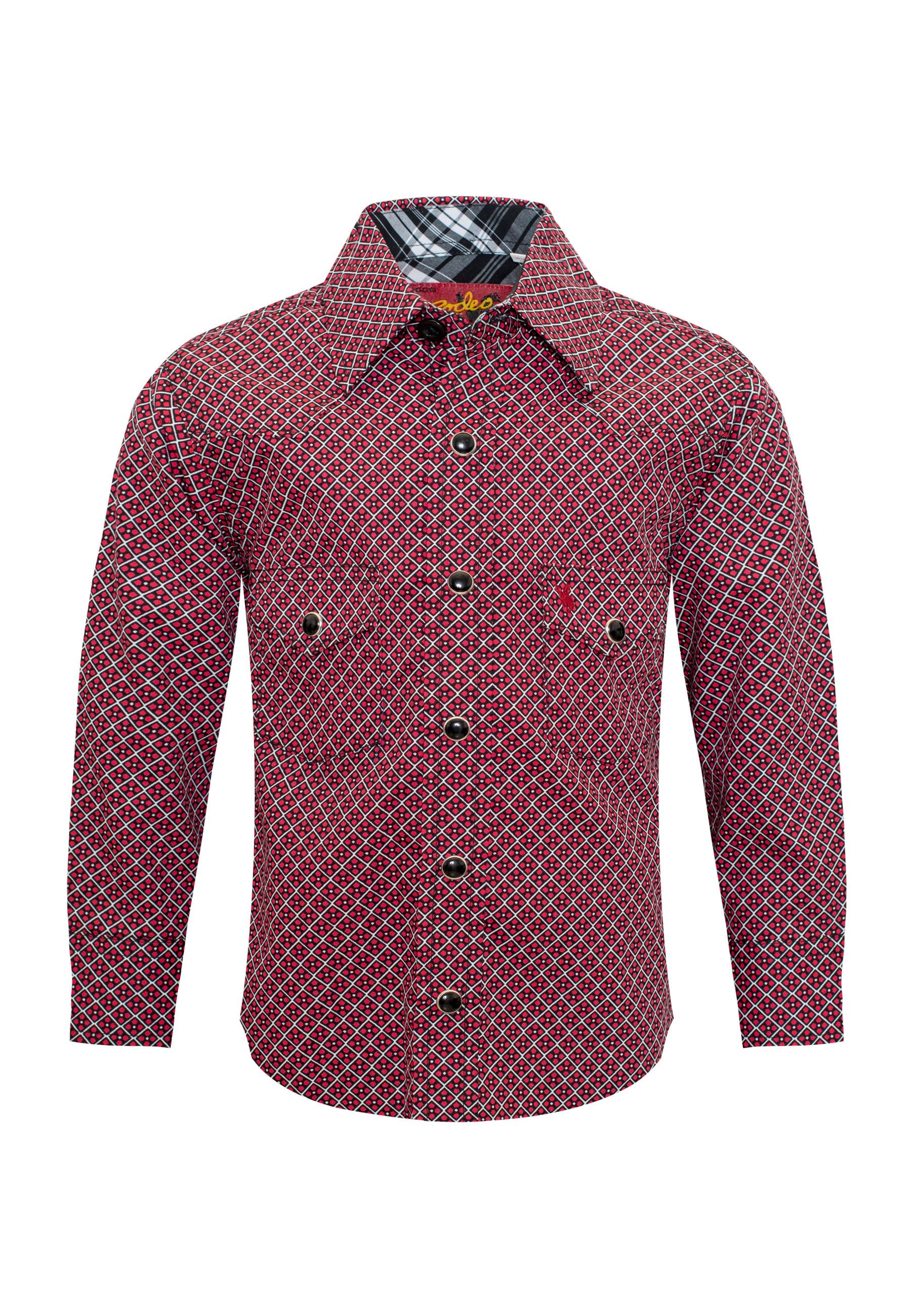 Kids Western Pearl Snaps Print Shirt-PS100K-167 - Rodeo Clothing wholesale 