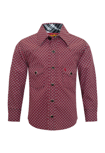 Kids Western Pearl Snaps Print Shirt-PS100K-167 - Rodeo Clothing wholesale 