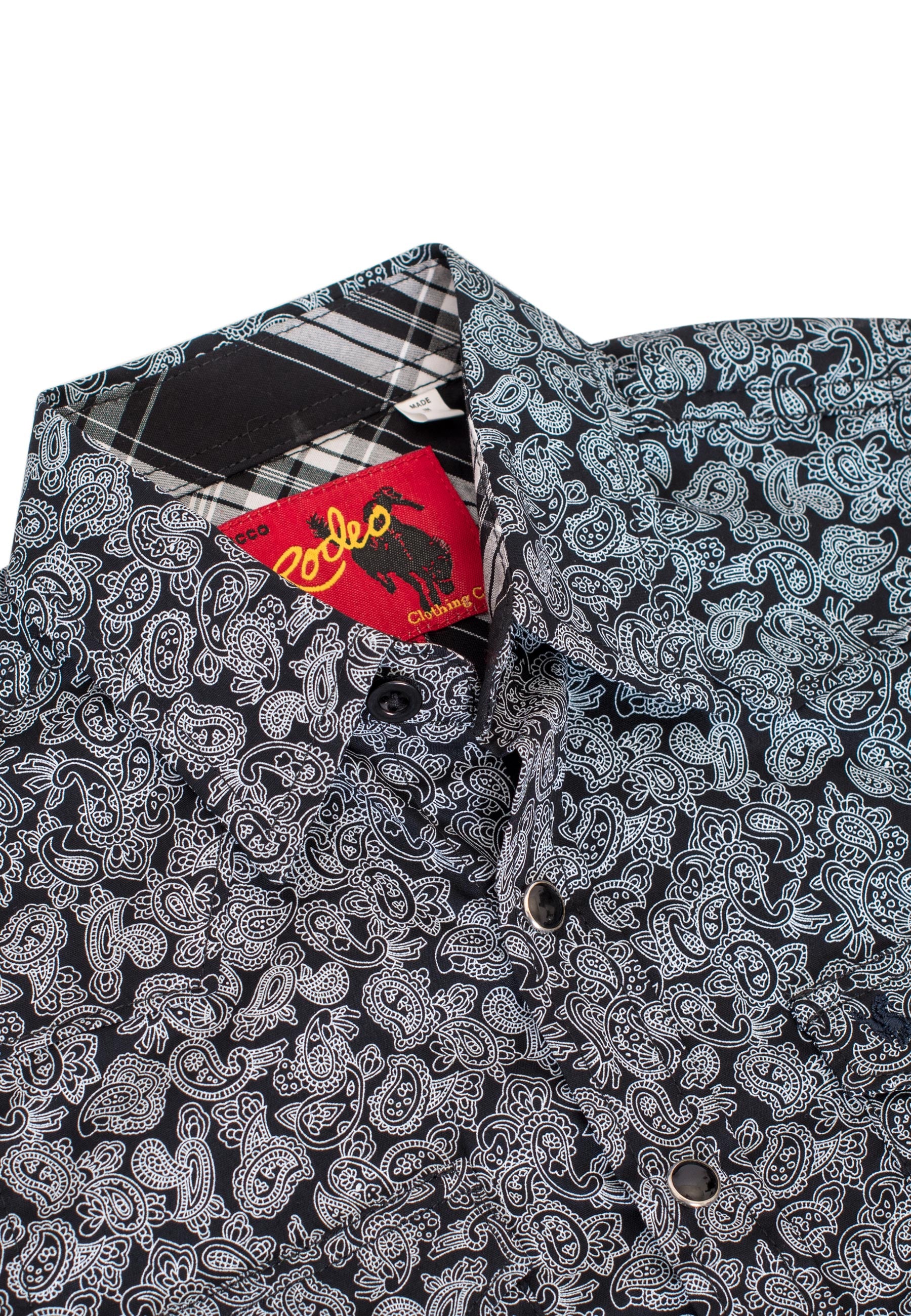 Kids Western Pearl Snaps Print Shirt-PS100K-170 - Rodeo Clothing wholesale 