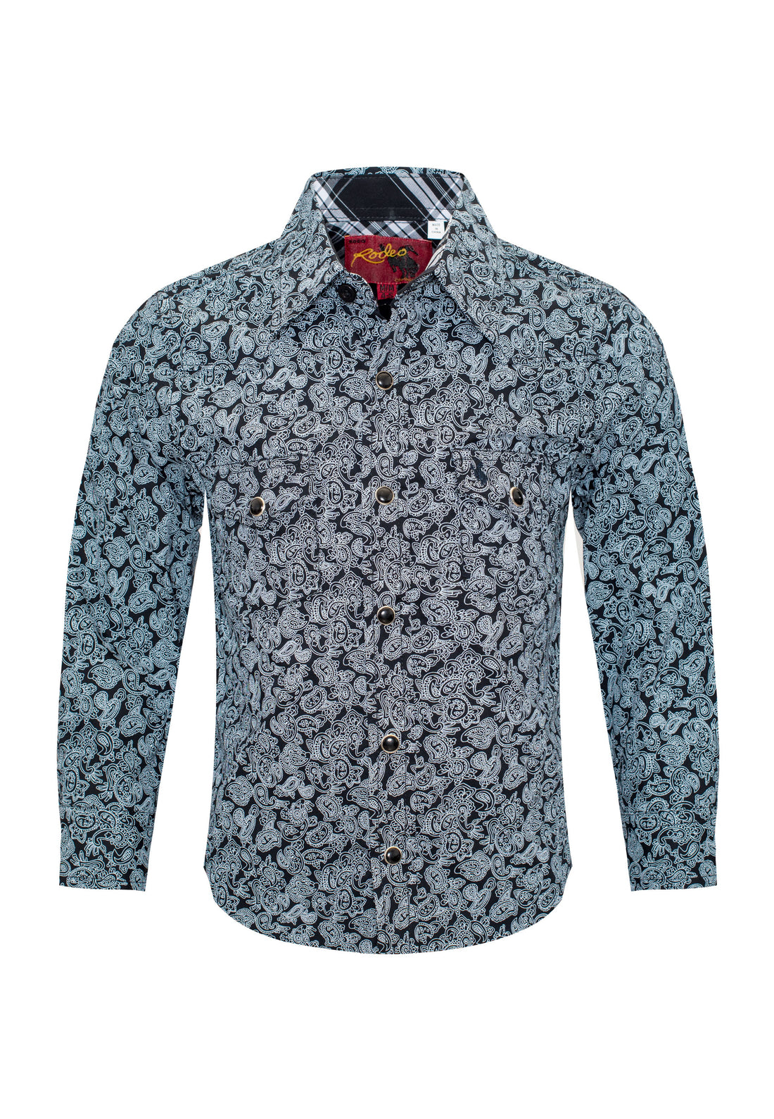 Kids Western Pearl Snaps Print Shirt-PS100K-170 - Rodeo Clothing wholesale 