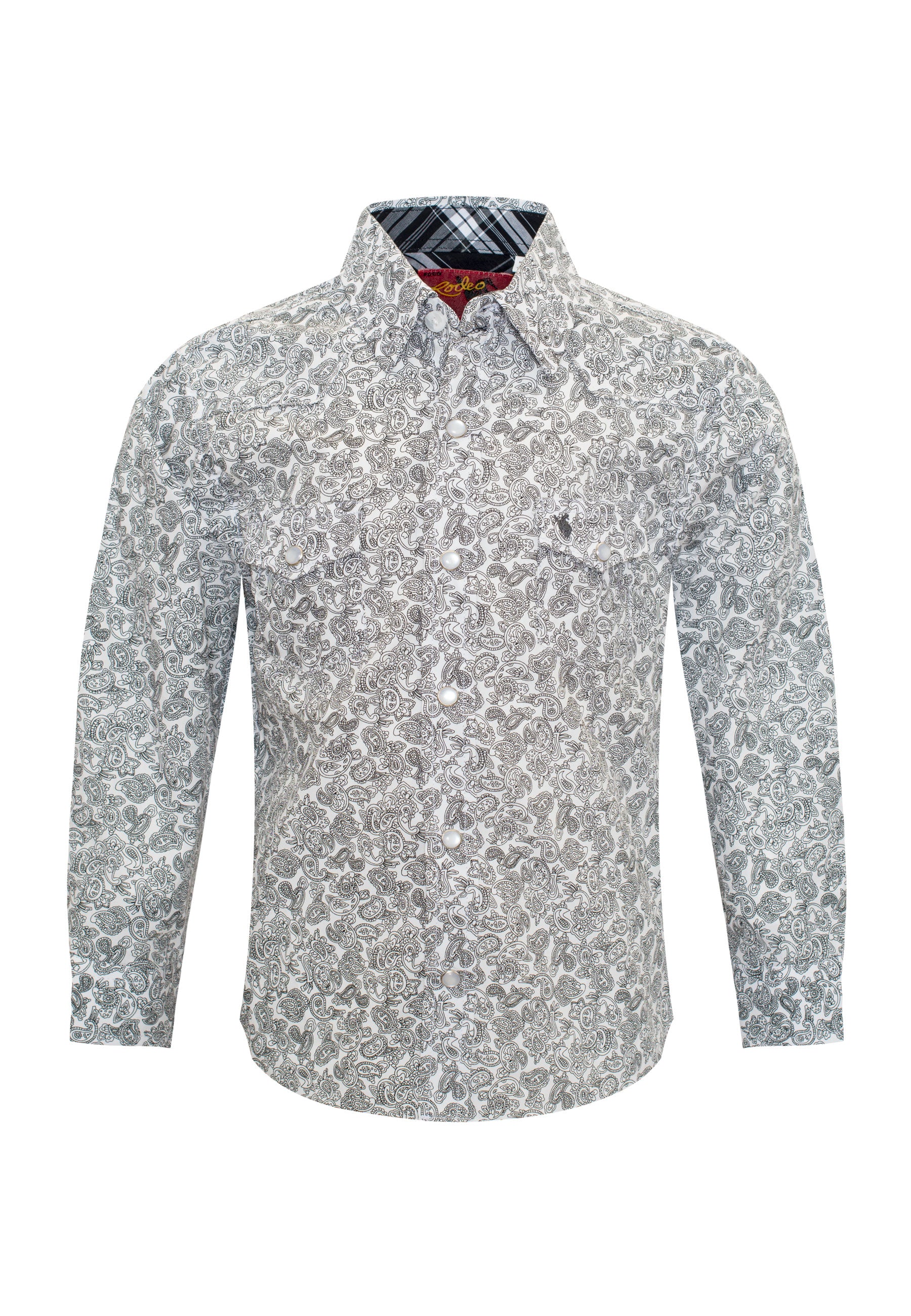 Kids Western Pearl Snaps Print Shirt-PS100K-171 - Rodeo Clothing wholesale 