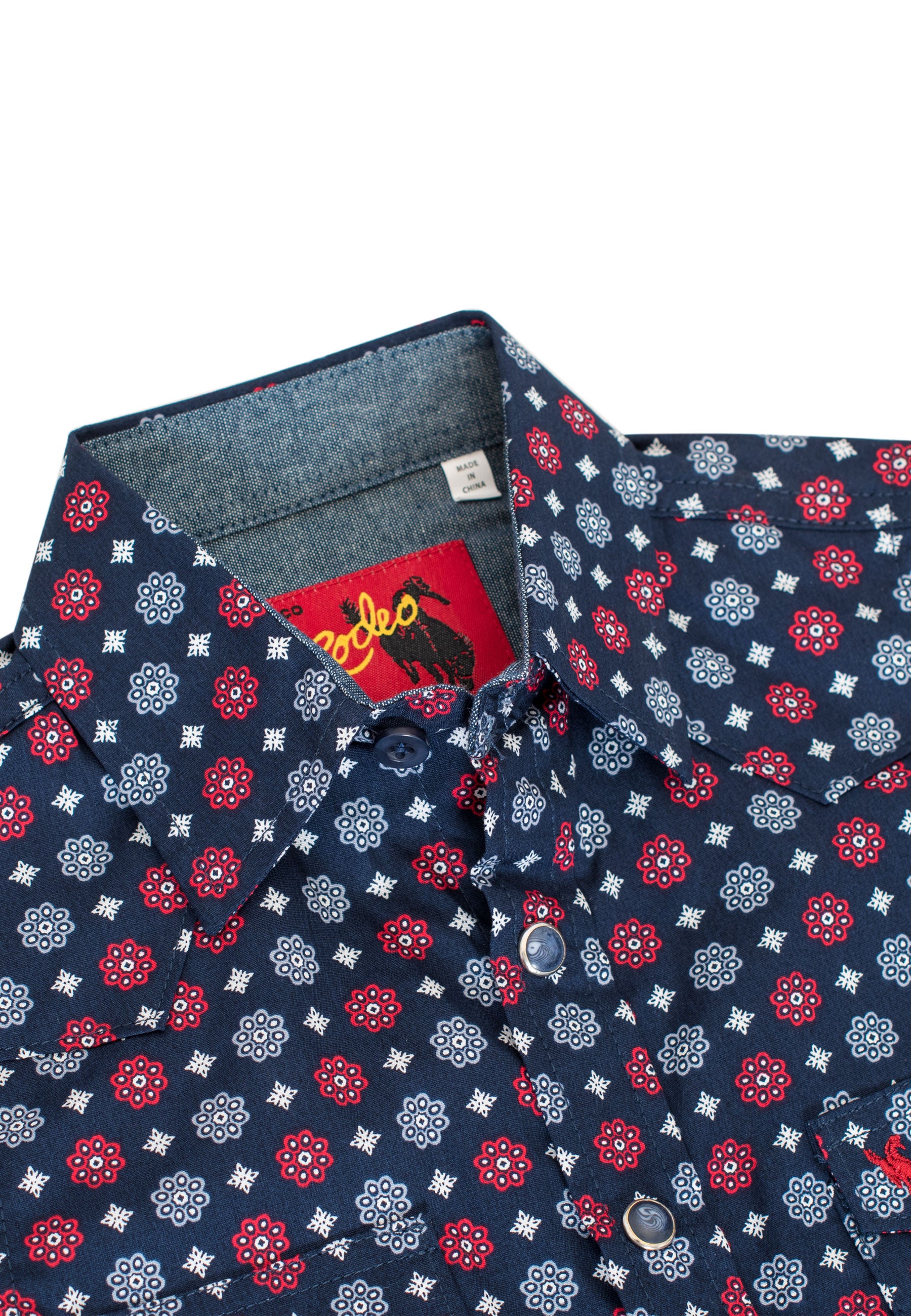 Kids Western Pearl Snaps Print Shirt-PS100K-173 - Rodeo Clothing wholesale 