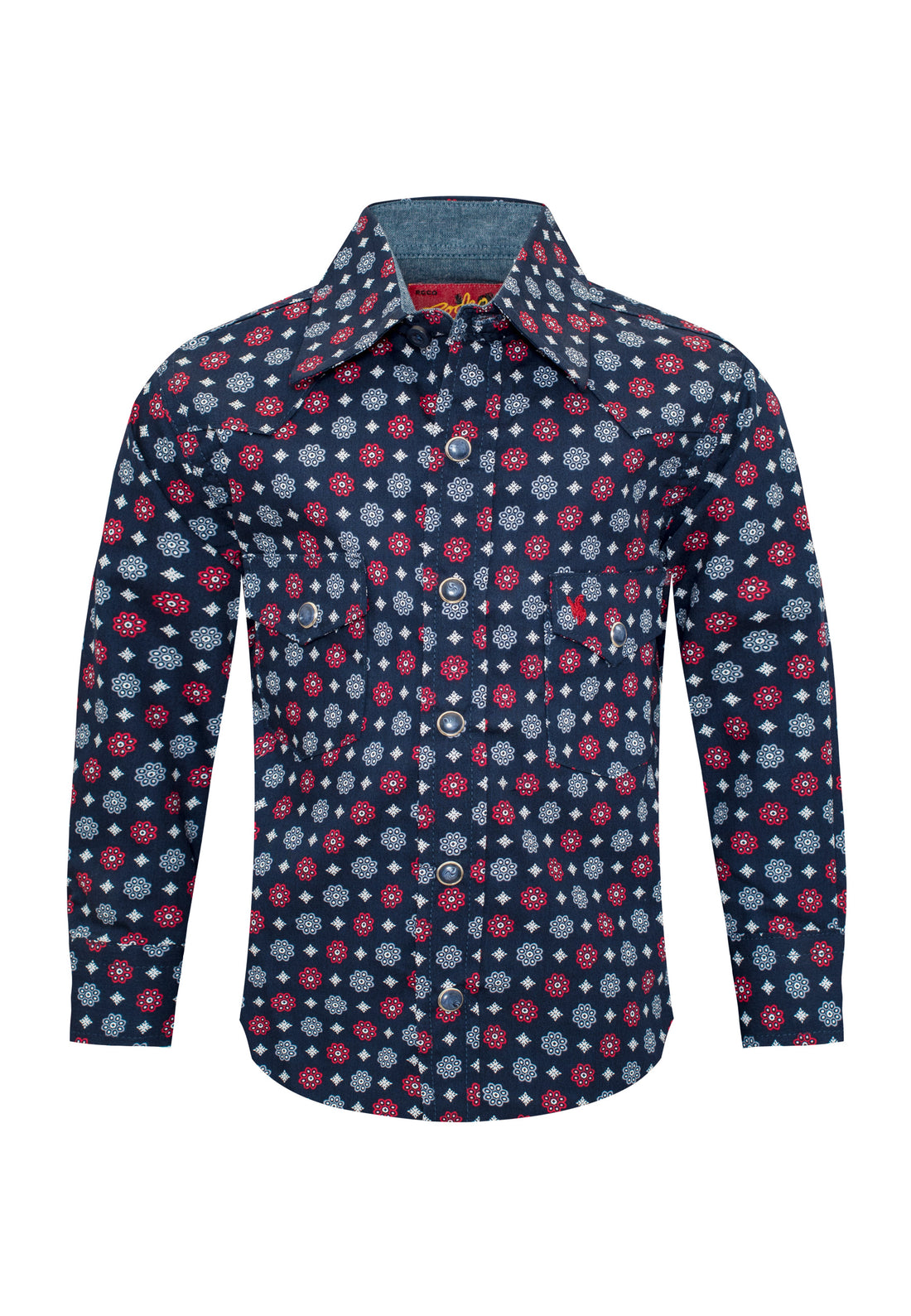 Kids Western Pearl Snaps Print Shirt-PS100K-173 - Rodeo Clothing wholesale 