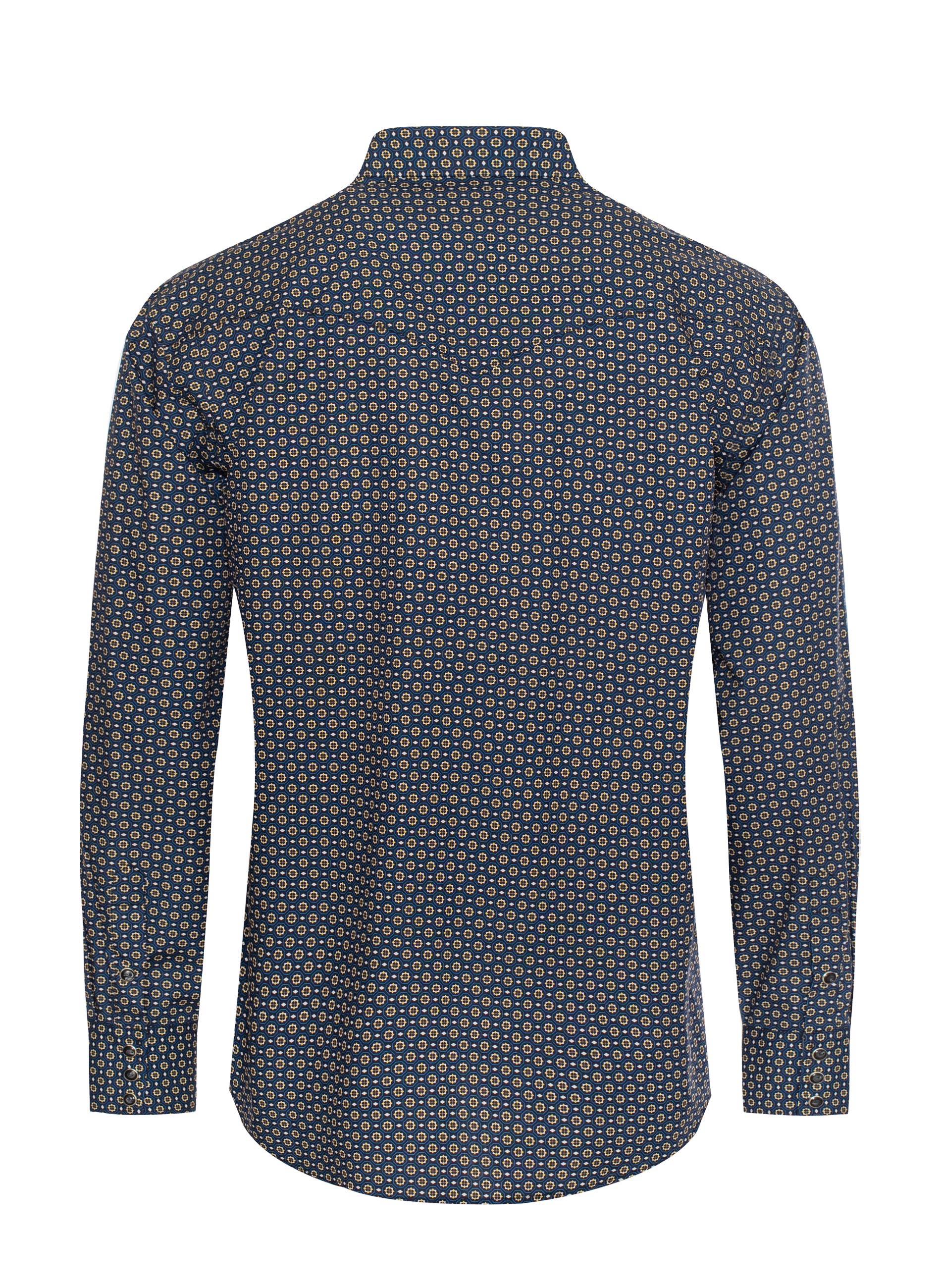 Men's Western Pearl Snap Print Shirt-PS100L-1073