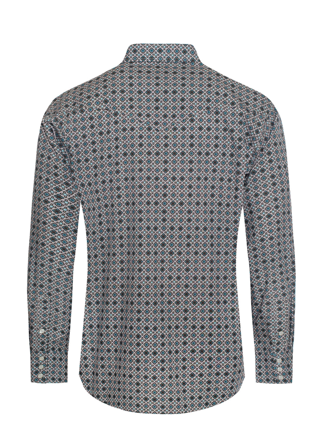 Men's Western Pearl Snap Print Shirt-PS100L-1076