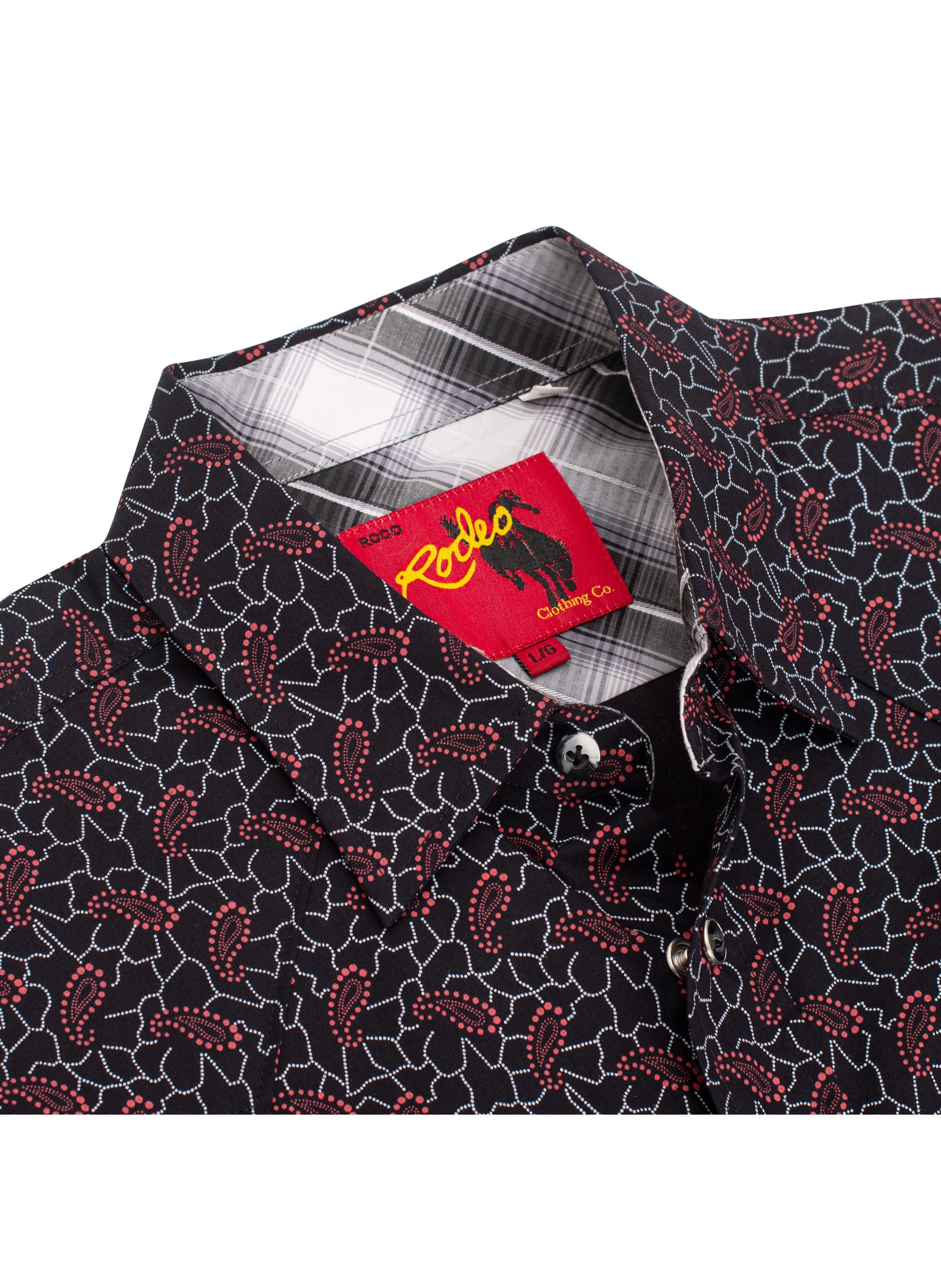 Men's Western Pearl Snap Print Shirt-PS100L-1077