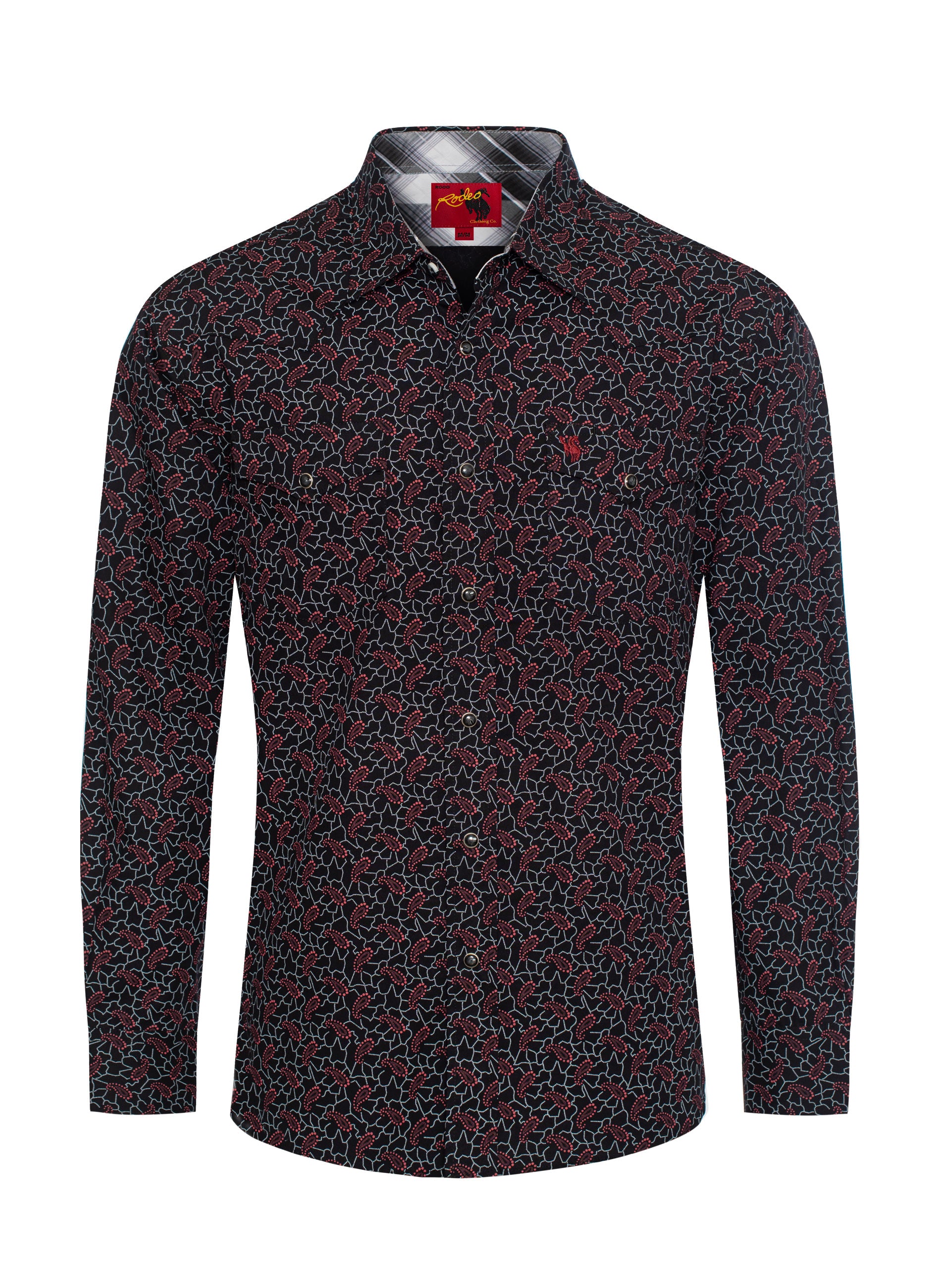 Men's Western Pearl Snap Print Shirt-PS100L-1077