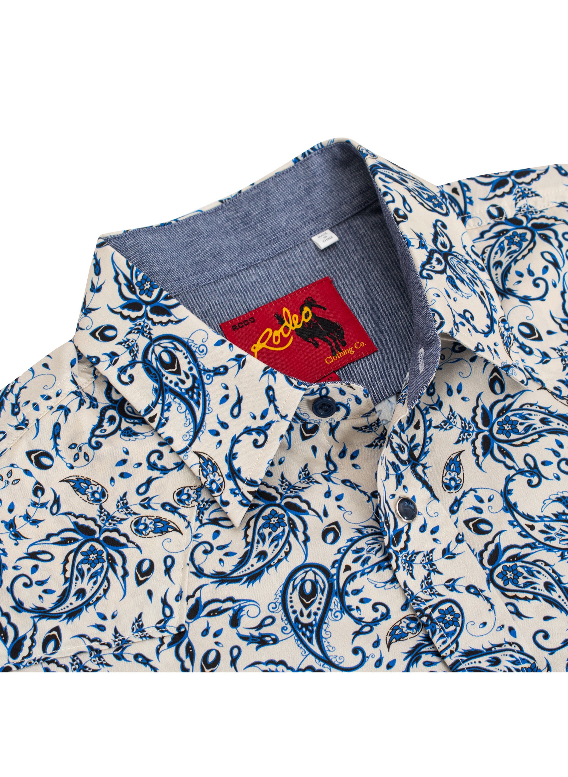 Men's Western Pearl Snap Print Shirt-PS100L-1079