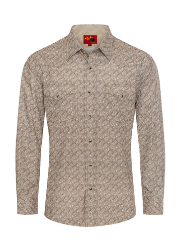 Men's Western Pearl Snap Print Shirt-PS100L-1080