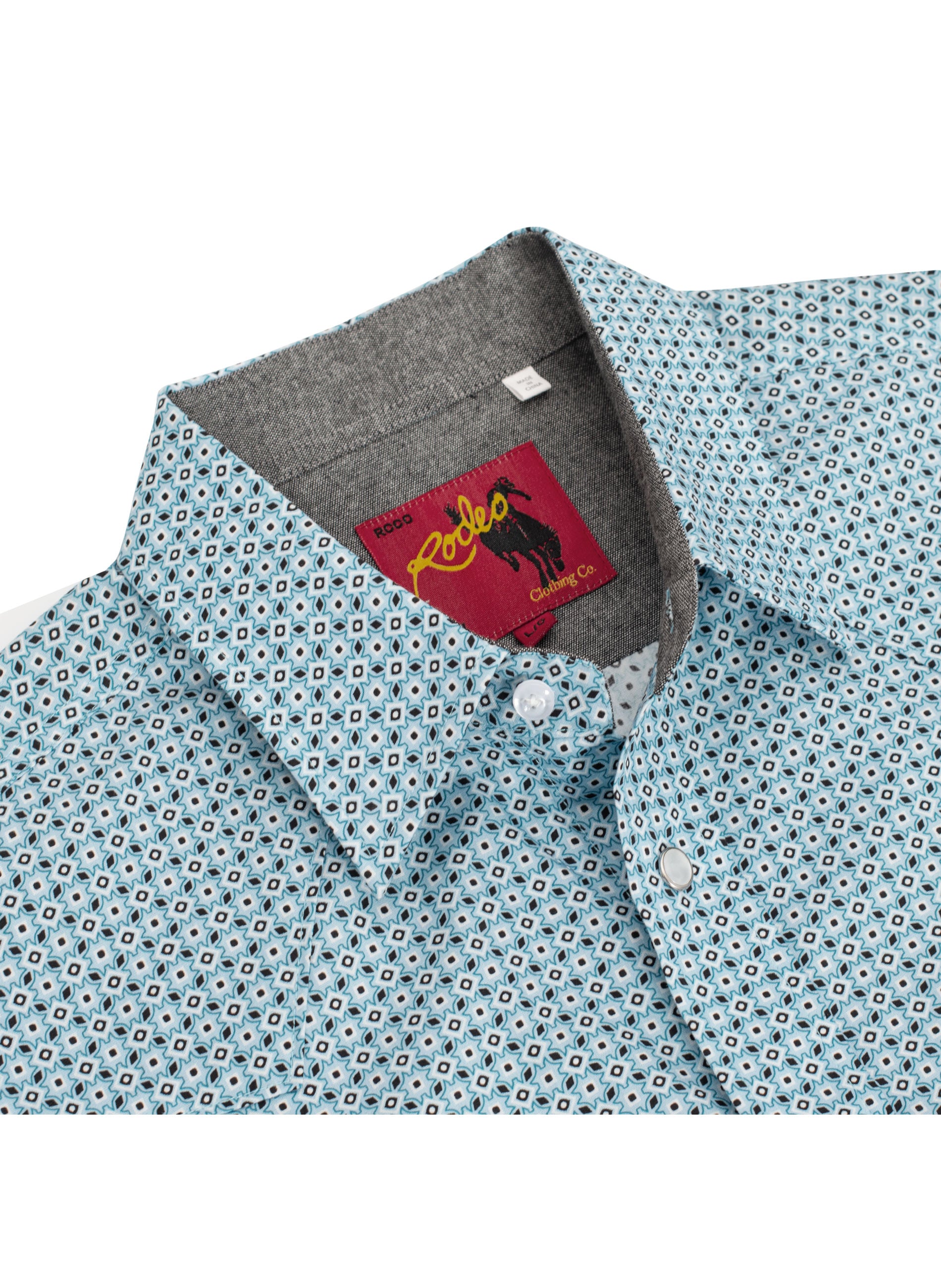 Men's Western Pearl Snap Print Shirt-PS100L-1081