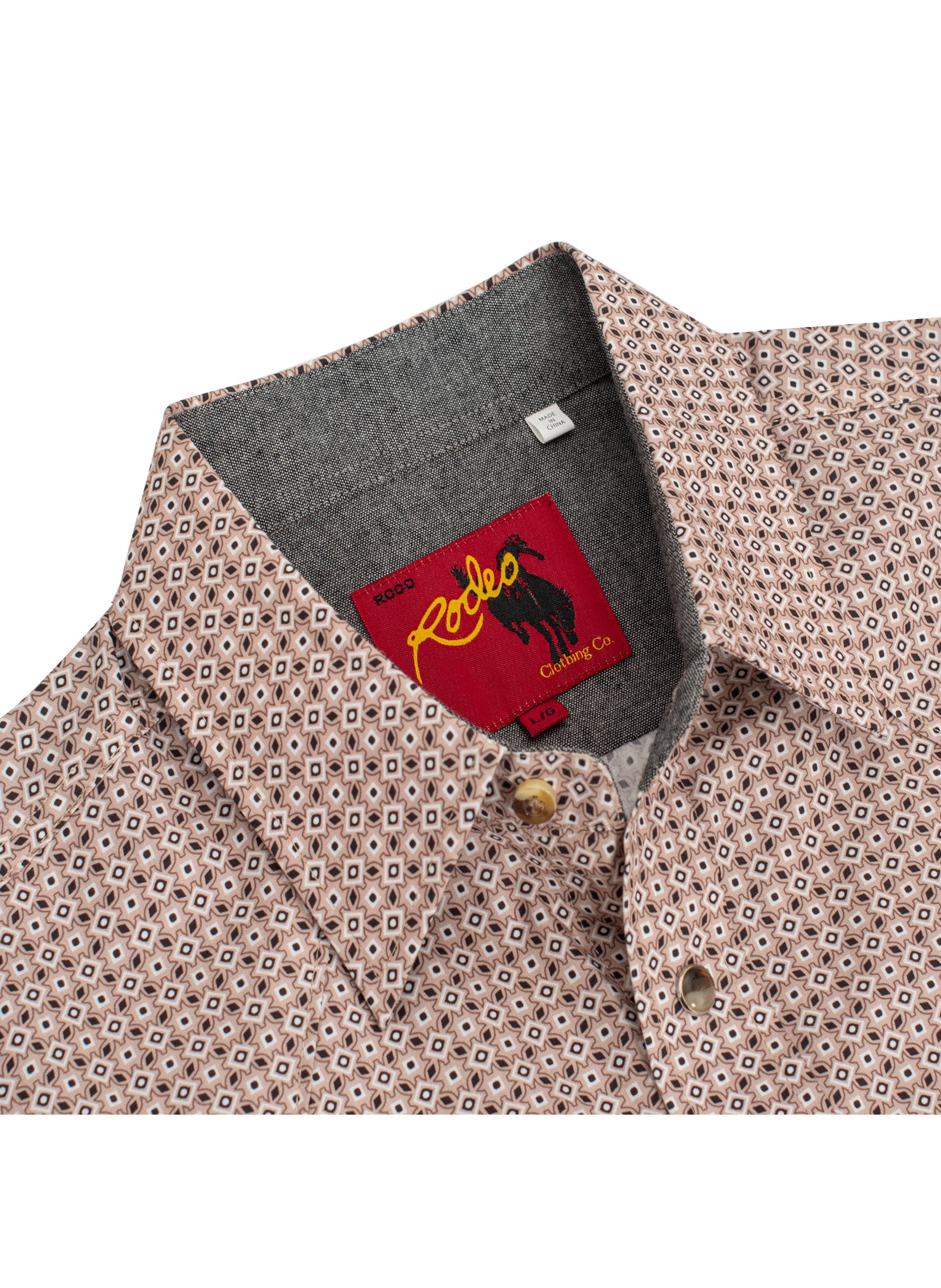 Men's Western Pearl Snap Print Shirt-PS100L-1082