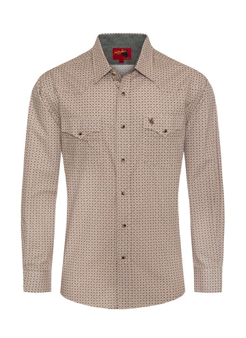 Men's Western Pearl Snap Print Shirt-PS100L-1082