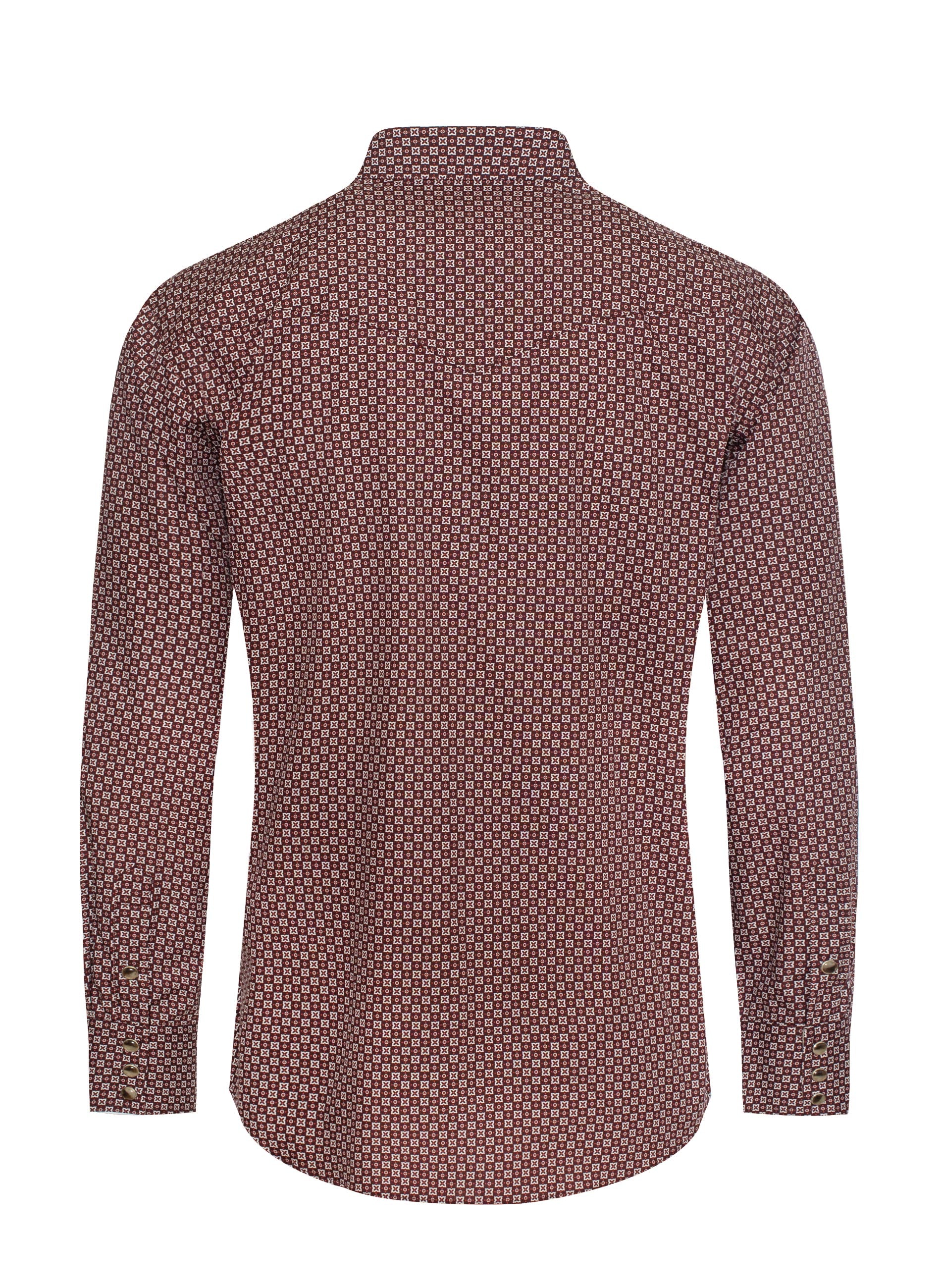 Men's Western Pearl Snap Print Shirt-PS100L-1083