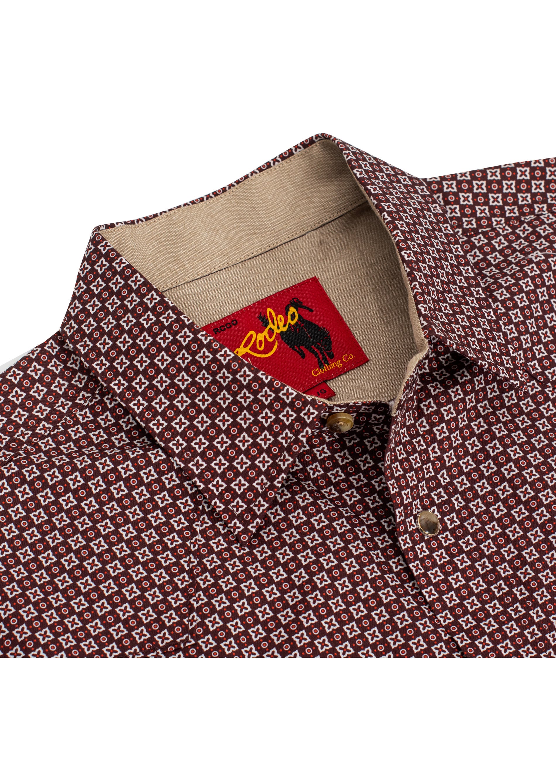 Men's Western Pearl Snap Print Shirt-PS100L-1083