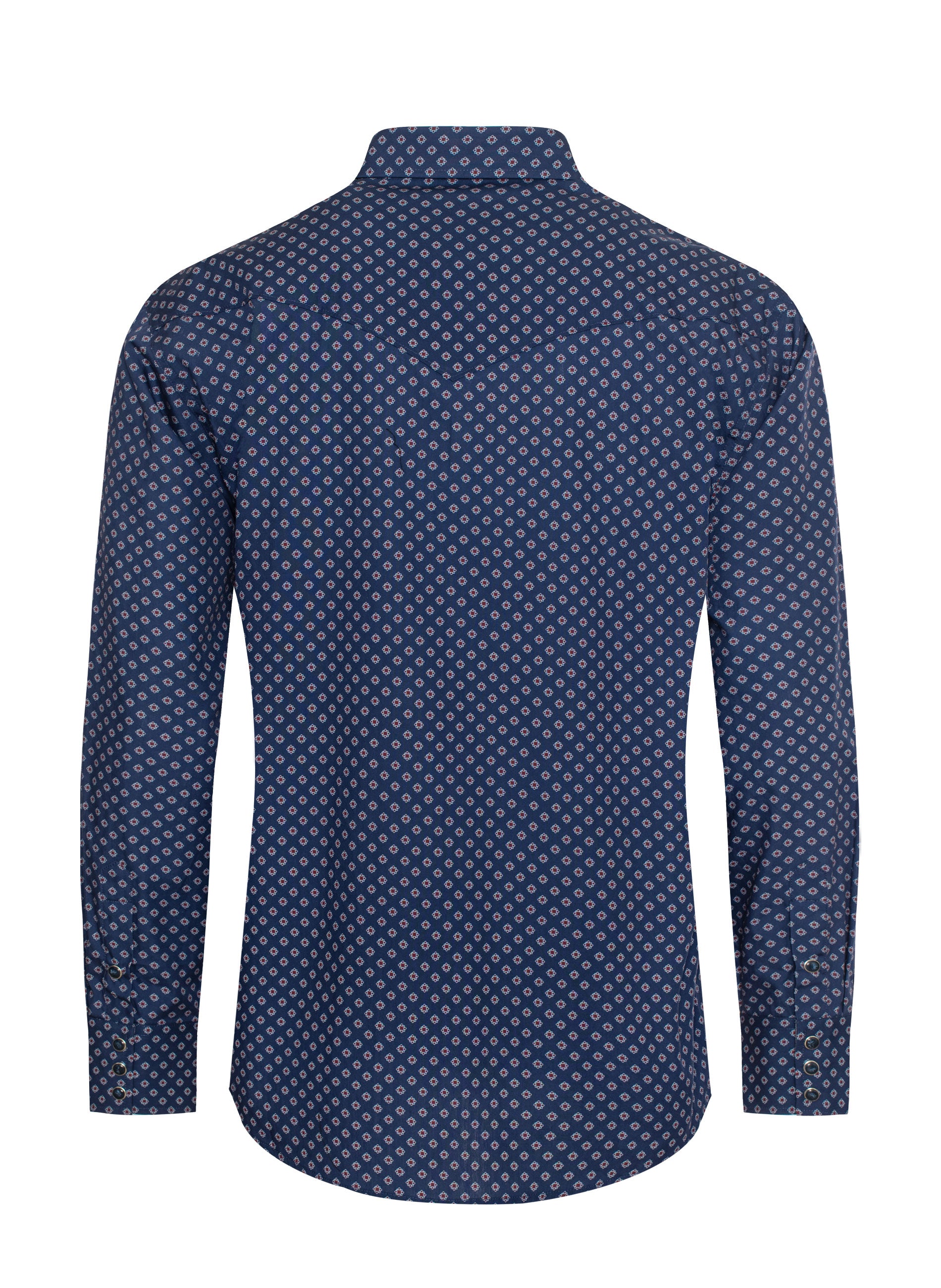 Men's Western Pearl Snap Print Shirt-PS100L-1084