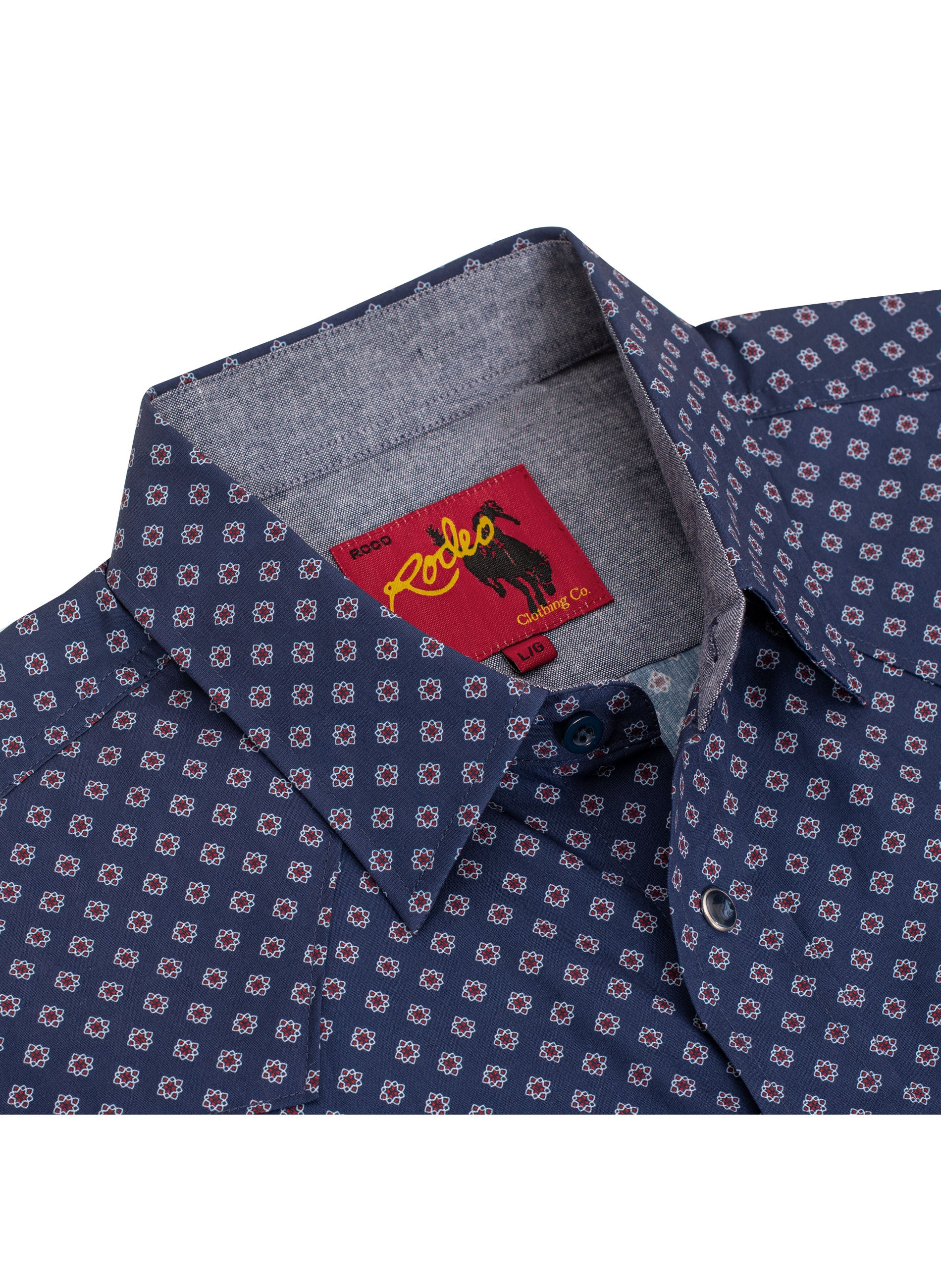 Men's Western Pearl Snap Print Shirt-PS100L-1084