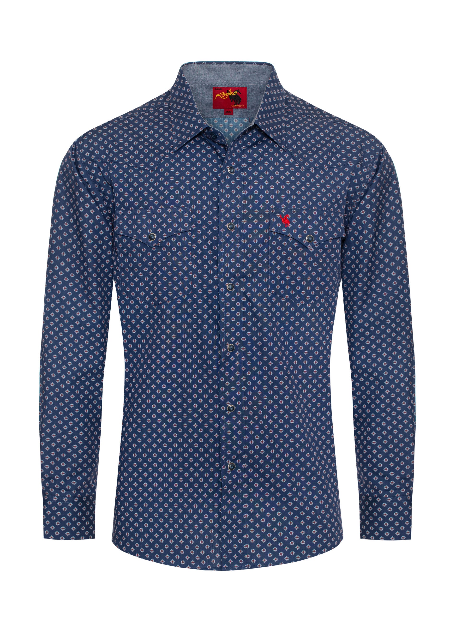 Men's Western Pearl Snap Print Shirt-PS100L-1084