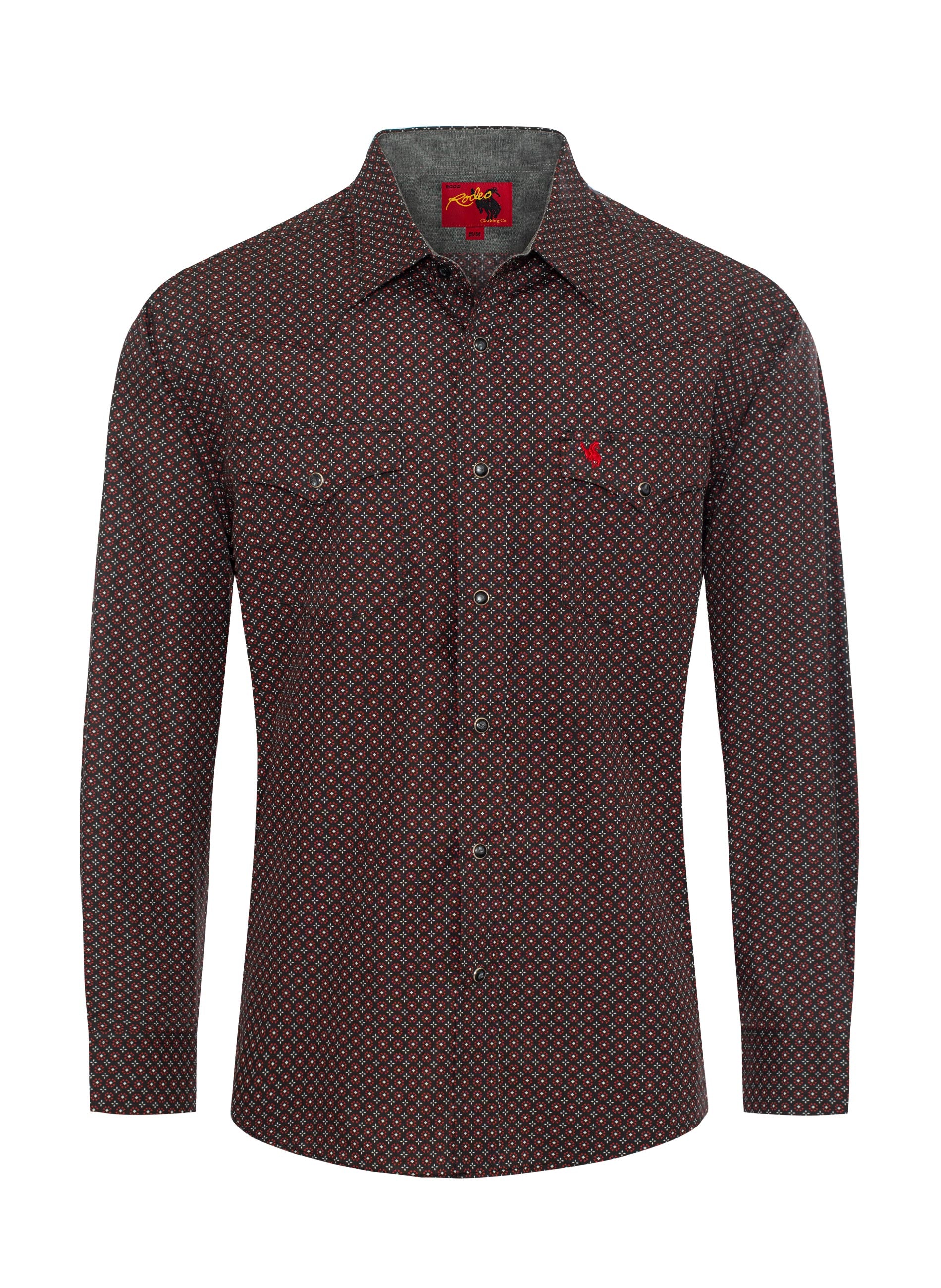 Men's Western Pearl Snap Print Shirt-PS100L-1085
