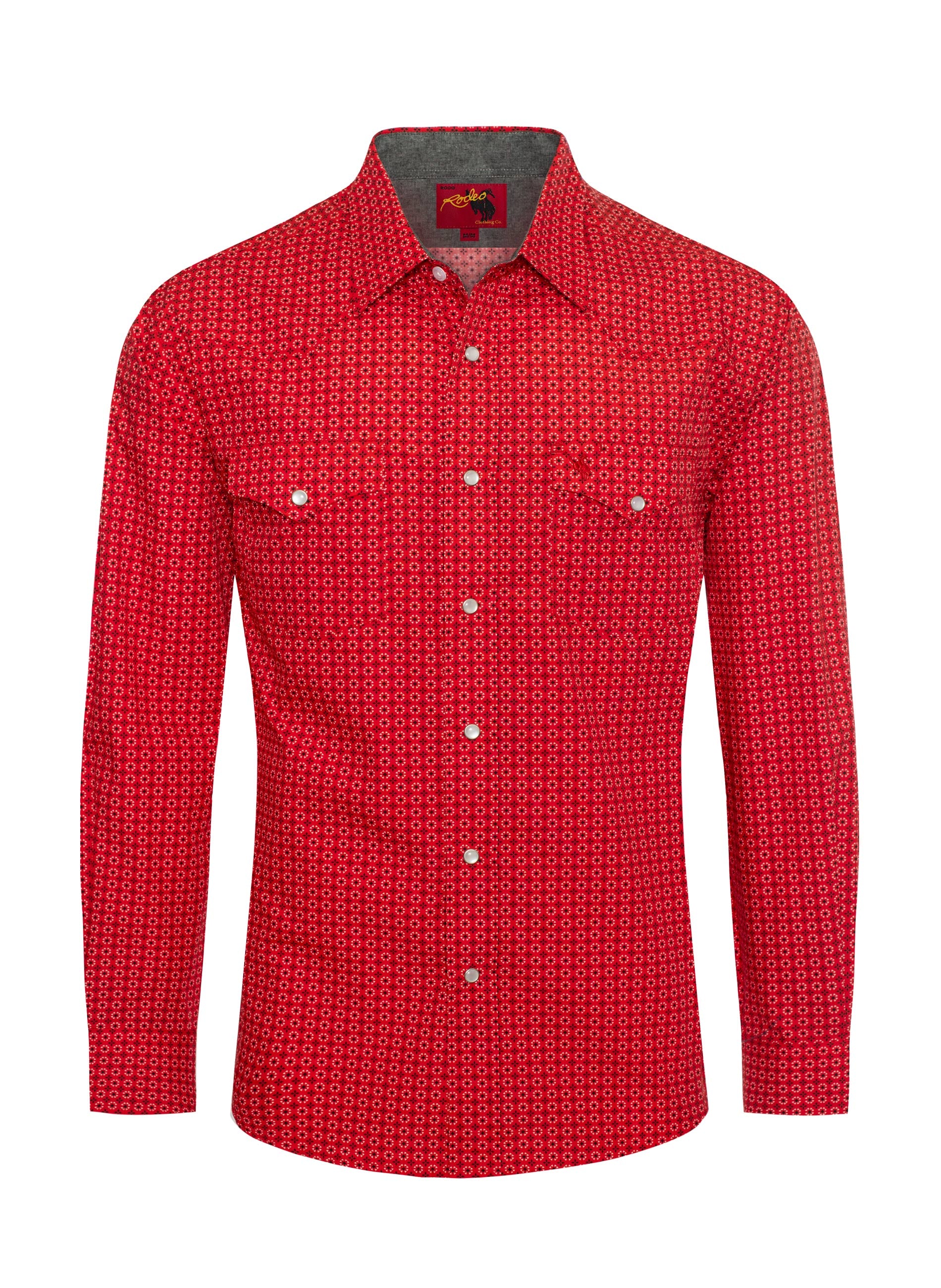 Men's Western Pearl Snap Print Shirt-PS100L-1086